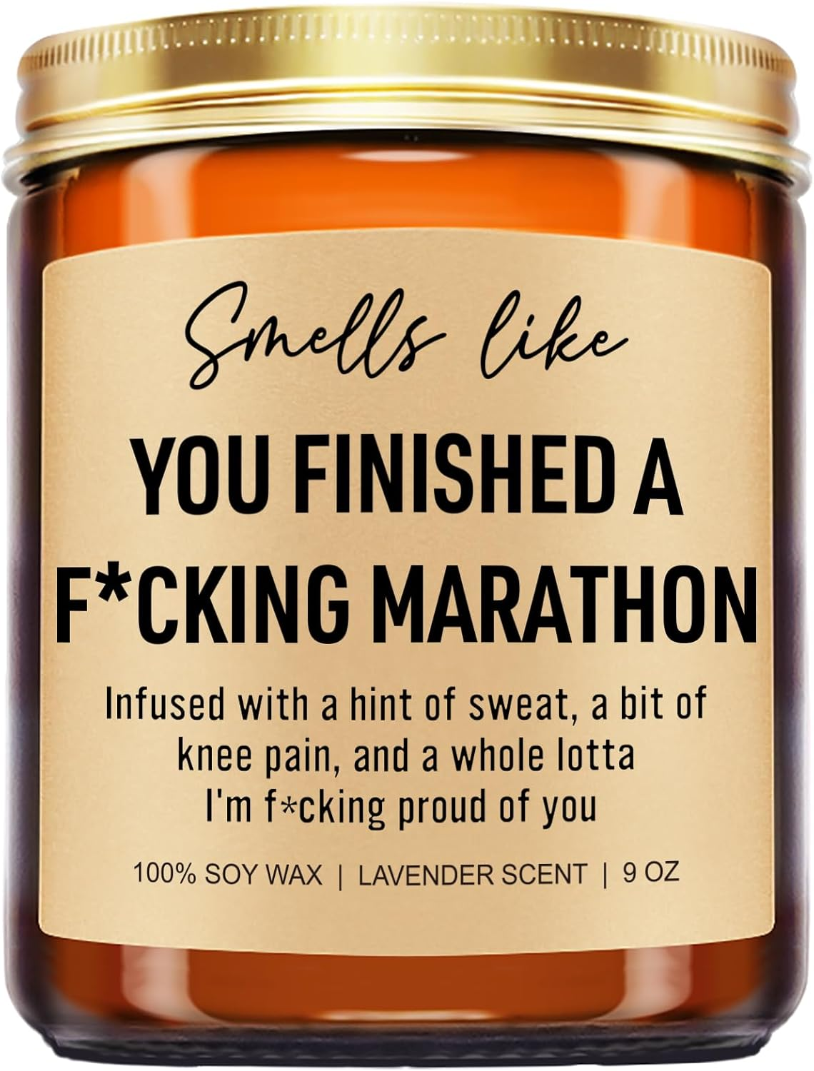 Funny Scented Candle, Gifts for Runners Female, Male, Half Marathon Essentials - Christmas, Marathon Runner Gifts for Women, Men - Running Presents - 9 Oz