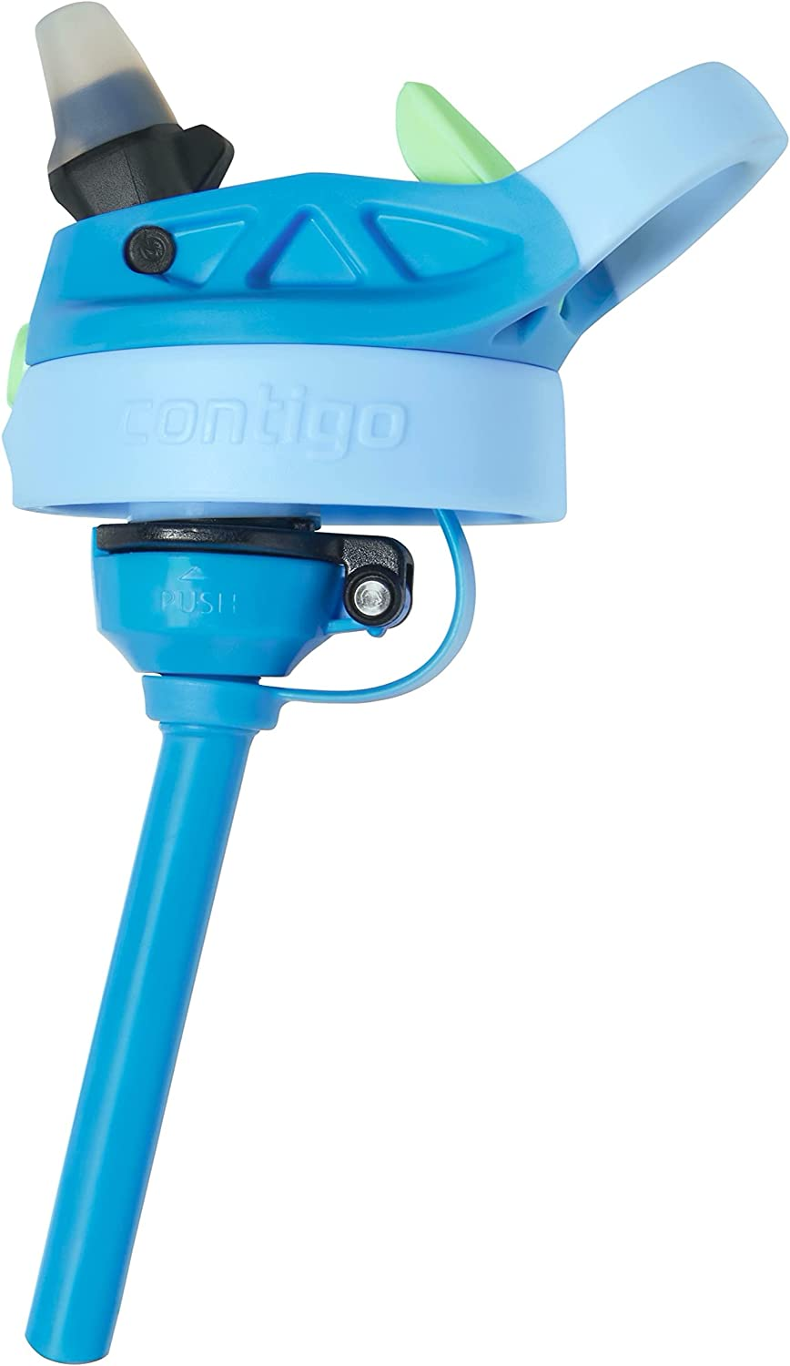 Contigo Kids Water Bottle with Redesigned AUTOSPOUT Straw, 14 Oz., 2-Pack, Blue Poppy and Periwinkle & Blue Poppy with Periwinkle and into the Clouds (2168478) - Watermelon  Dinos image number 3