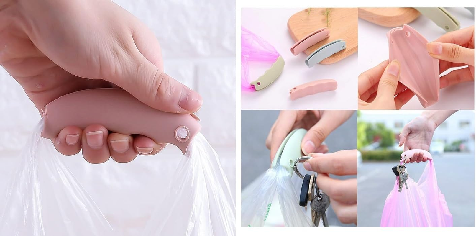 Multiple Silicone Shopping Bag Holder Handle, Durable Lightweight Multi Purpose Secondary Handle Tool, Grocery Bag Carrier Pouch Carrying Handle for Shopping (2 PCS) image number 4