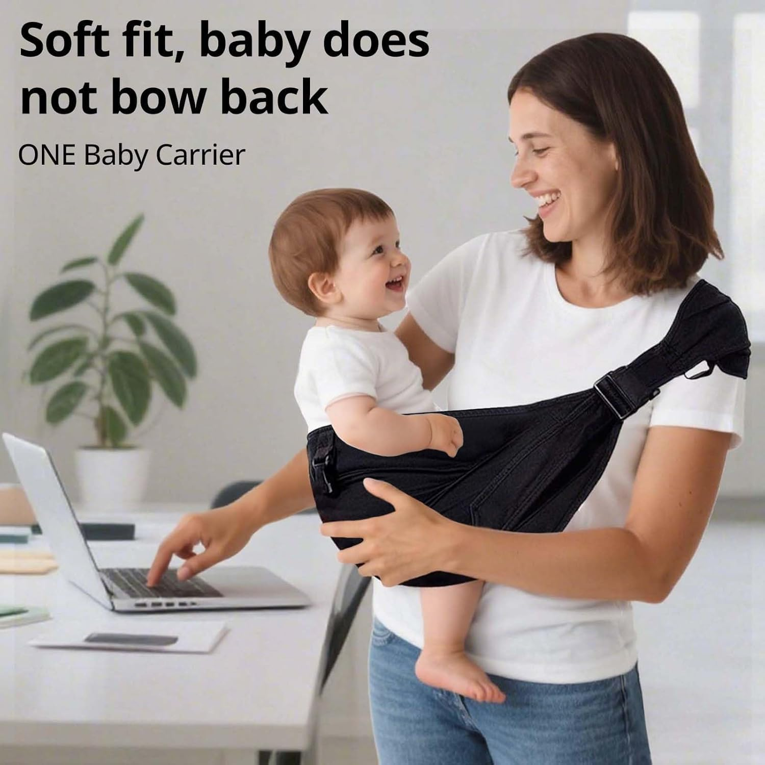 Baby Sling Carrier,Baby Carrier Newborn to Toddler Carrier Essentials Safety Non-Slip Baby Half Wrapped Sling Hip Holderr Carrying 8-30Lbs(Black) image number 5