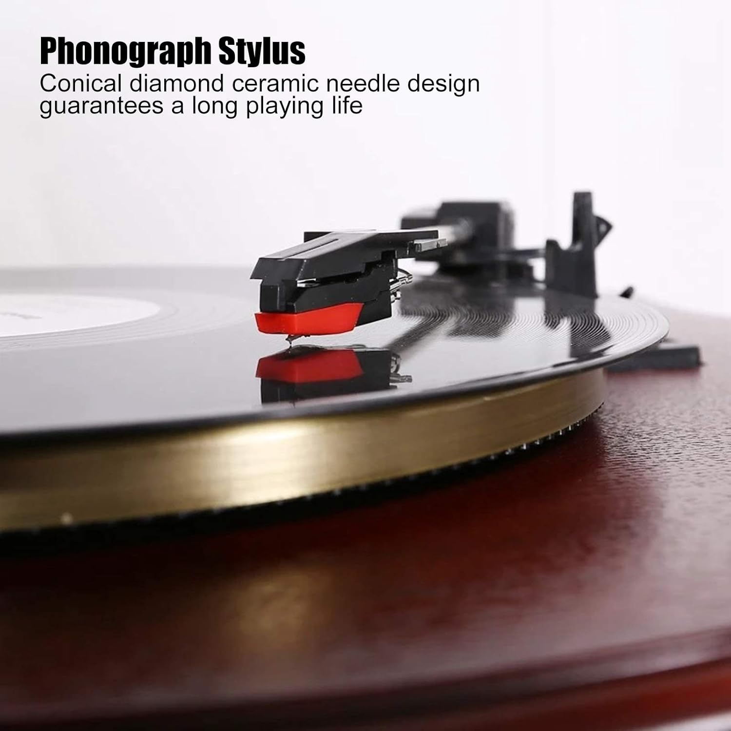 Phonograph Needle, ABS Plastic and Aluminum Arms Installed Manually Phonograph Stylus Stable Performance with 4 Phonograph Stylus for Most Phonographs image number 2