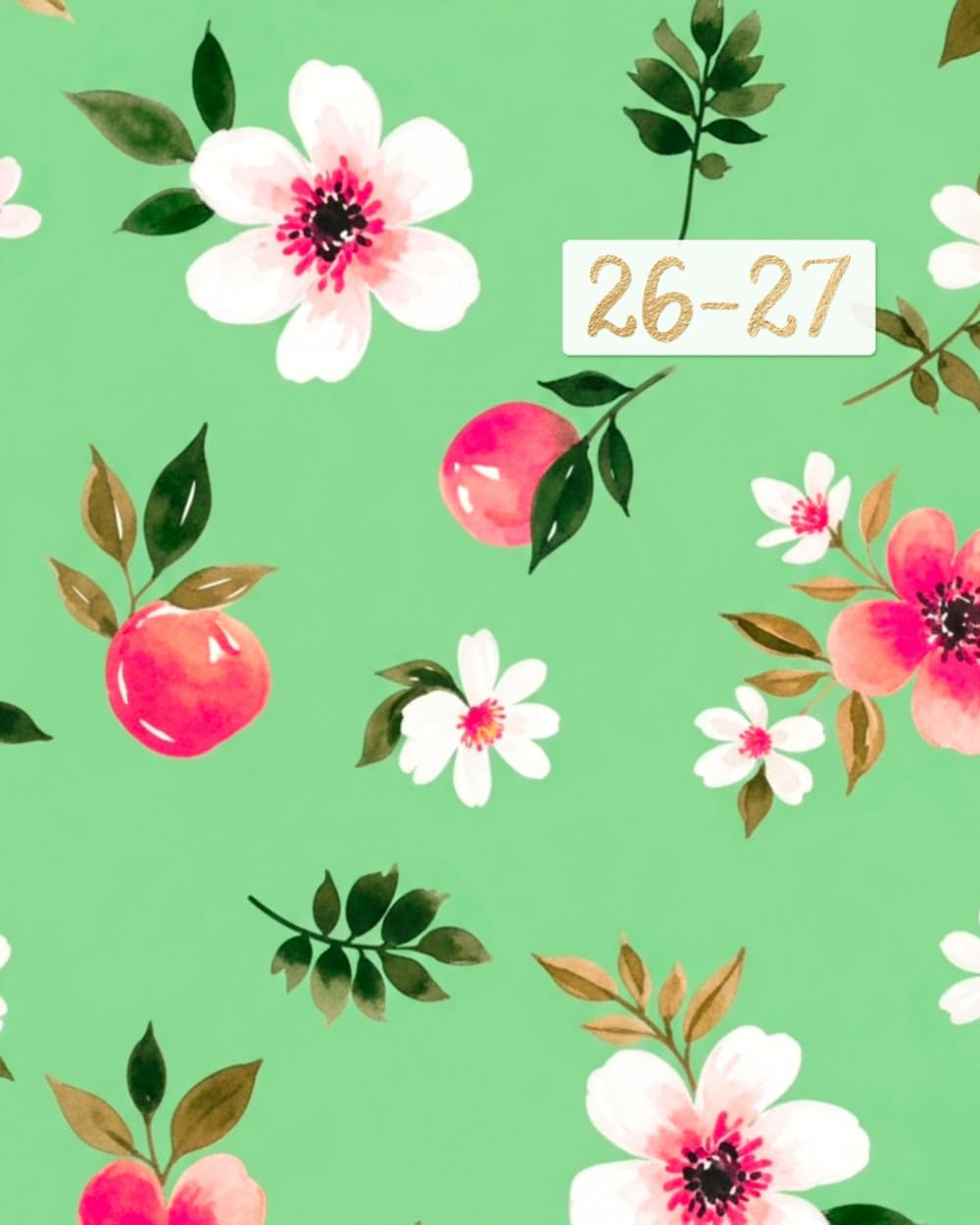 Peaches Monthly Planner 2026-2027: Watercolor Botanical, Pastel Floral ~ Cute Calendar for Women, 24 Months 2026 - 2027 Large 8 X 10, 2 Year 26, 27 Agenda Book