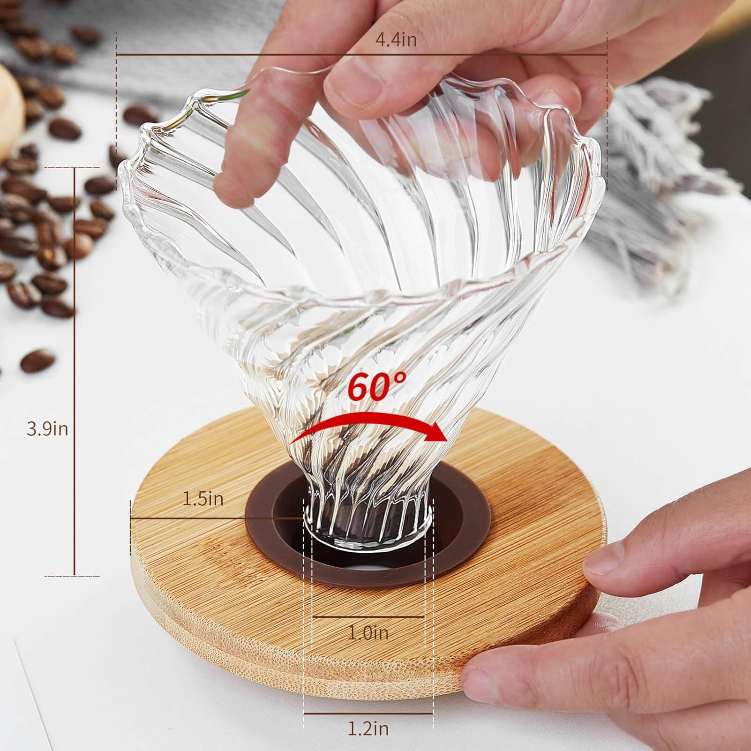 Pour over Coffee Dripper, Stainless Steel Coffee Filter with Double Layer Mesh, Cone Shape, Reusable Pour over Coffee Filter 1-2 Cup image number 4