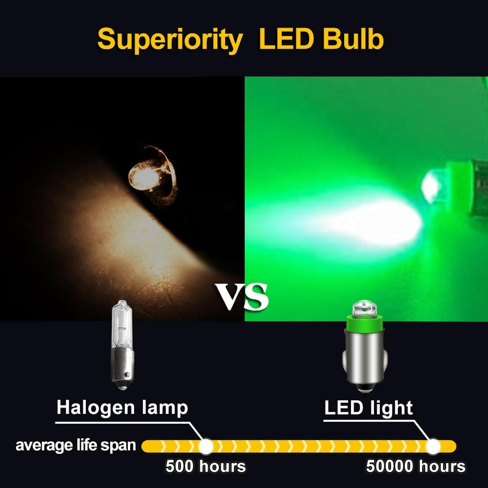 Ruiandsion BA7S Dashboard Light LED Bulbs 12V Green Instrument LED Light ED Interior Bulb Dashboard Indicator Panel Light, Non-Polarity (Pack of 4) image number 2