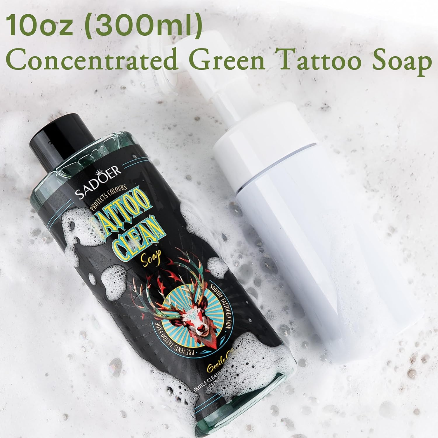 Olephira SADOER Ultra-Concentrated Tattoo Green Soap 10Oz with Foaming Bottle 120Ml, 1:10 Dilution Tattoo Soap Supplies for Tattoos Piercings, Clean Skin Equipment image number 3