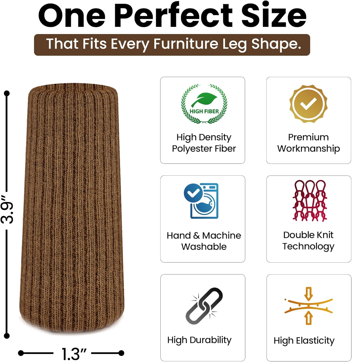 32 Pcs Brown Premium Chair Leg Socks Protectors for Hardwood Floors - Do Not Easily Fall off - Very Easy to Put on - Fits All Leg Shapes - High Elastic Bar Stool Leg Covers - Furniture Pads image number 6
