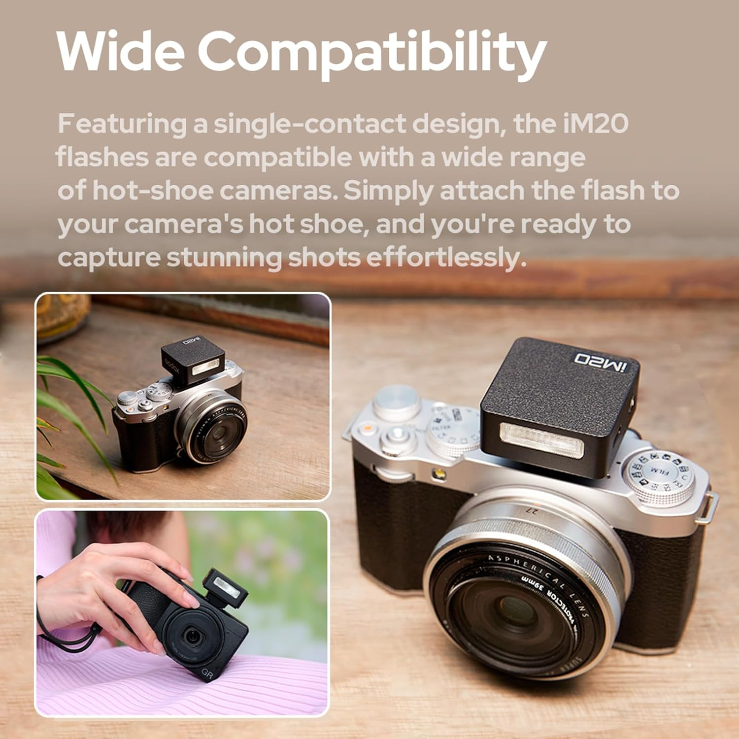 Godox Im20 Mini Camera Flash 5 Power Levels 3S Recharge Time Camera Speedlite 440 Flashes with Full Power One-Contact Design Built-In Battery for Canon, Nikon and Sony Mirrorless Cameras image number 3