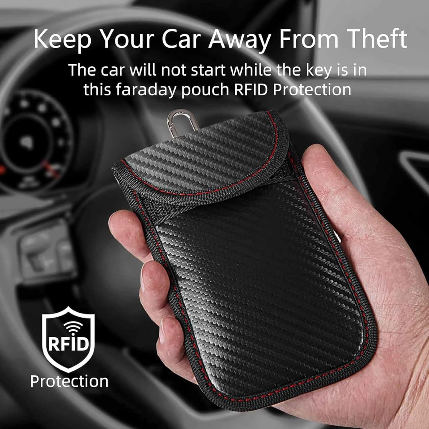 2 Pack Faraday Pouch for Car Keys, Anti-Theft Faraday Bag RFID Key Fob Protector, Key Signal Blocker, Waterproof Faraday Pouch for Complete Car Security image number 1