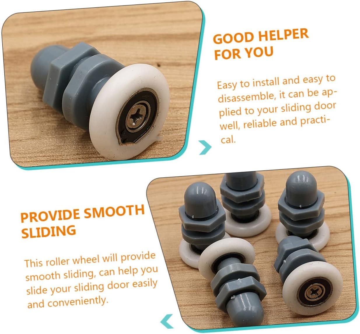 WHAMVOX 25Mm Arc Glass Shower Door Sliding Roller Wheels 12Pcs Sturdy Door Pulley System for Easy Installation in Bathrooms