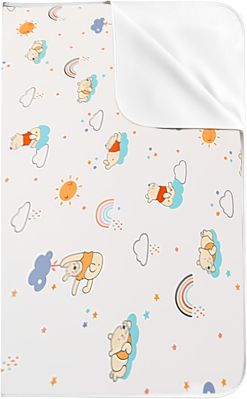 Waterproof Baby Change Mat - 120X70Cm Reusable Underpads for Diaper Changing, Mattress Protector - Soft Cotton, Portable & Washable for Toddler, Kids, Older Adults (Bear) image number 3