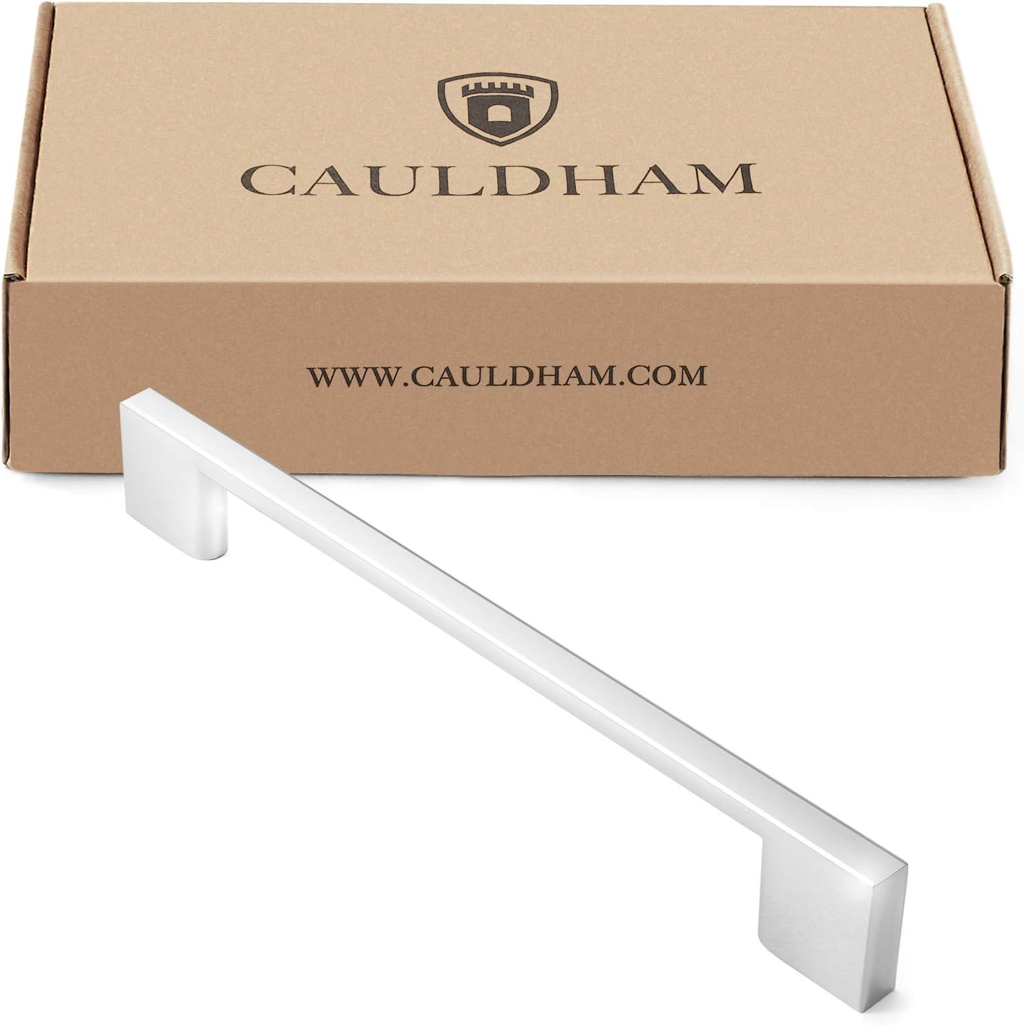 Cauldham Solid Kitchen Cabinet Pulls Handles (6-1/4" Hole Centers) - Modern Thin Profile Drawer/Door Hardware - Style M255, HW-PL-M255-160-CHR_10 image number 5