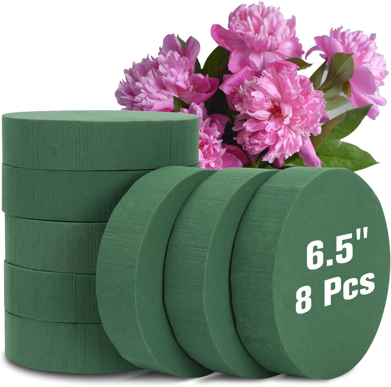 BEWAVE 8 Pcs Floral Foam Blocks round Wet & Dry Foam Bricks Green Styrofoam 16.5CM Large for Artificial Flowers Wedding Birthdays Home and Garden Decorations image number 1