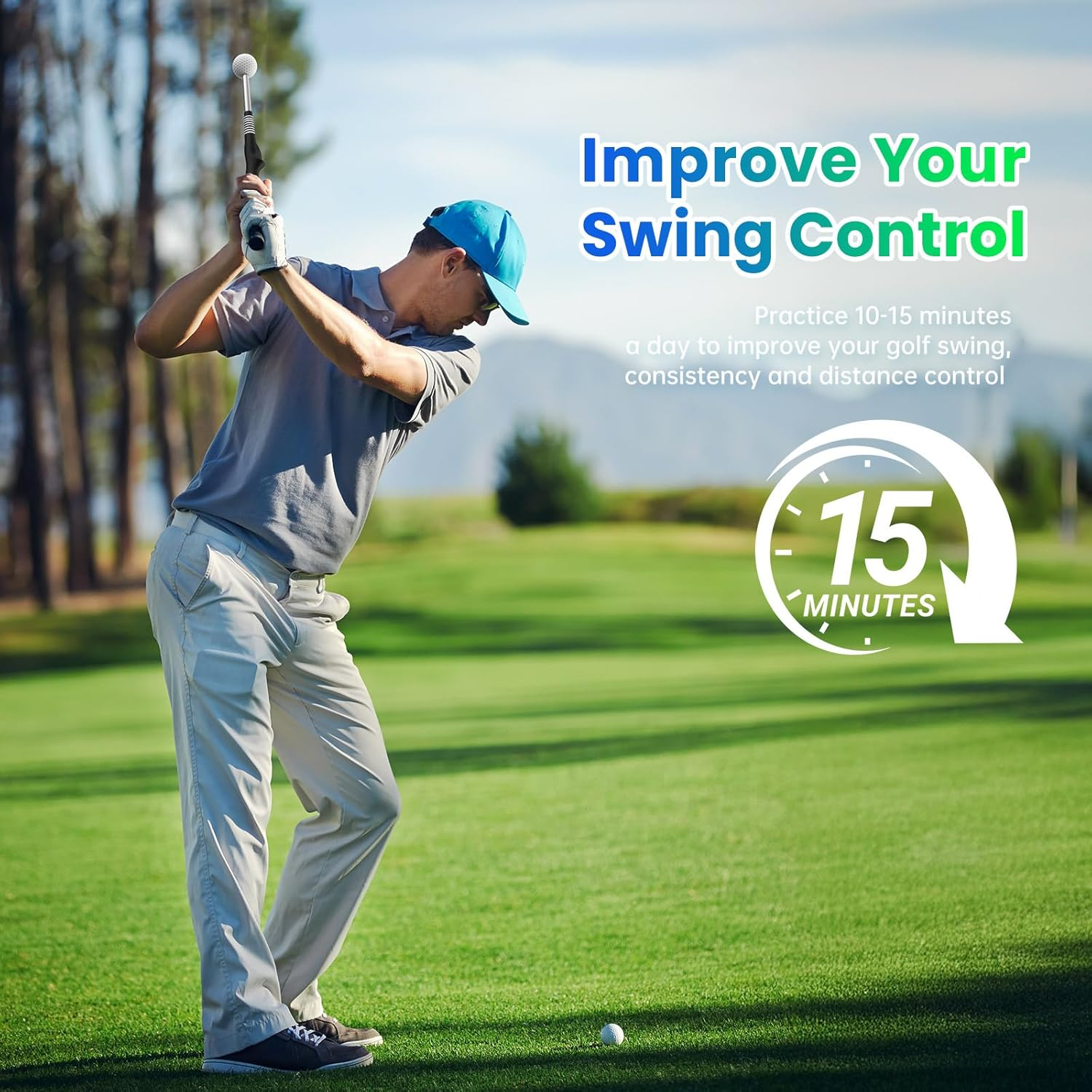 Retractable Golf Swing Training,Golf Training Aid,Golf Grip Trainer,Golf Accessories for Men,Right-Handed Strength & Tempo Training for Chipping Hitting image number 6