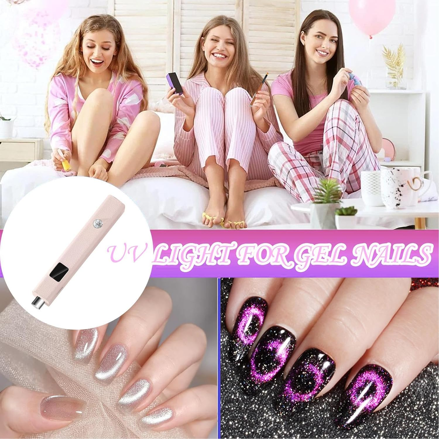 Gel Nail Light | Nail Lamp with Magnets,Rechargeable Manicure Tool Handheld Light for Home Salon Room Manicure Bathroom Travel Counter Dorm Personal Care Routine image number 6