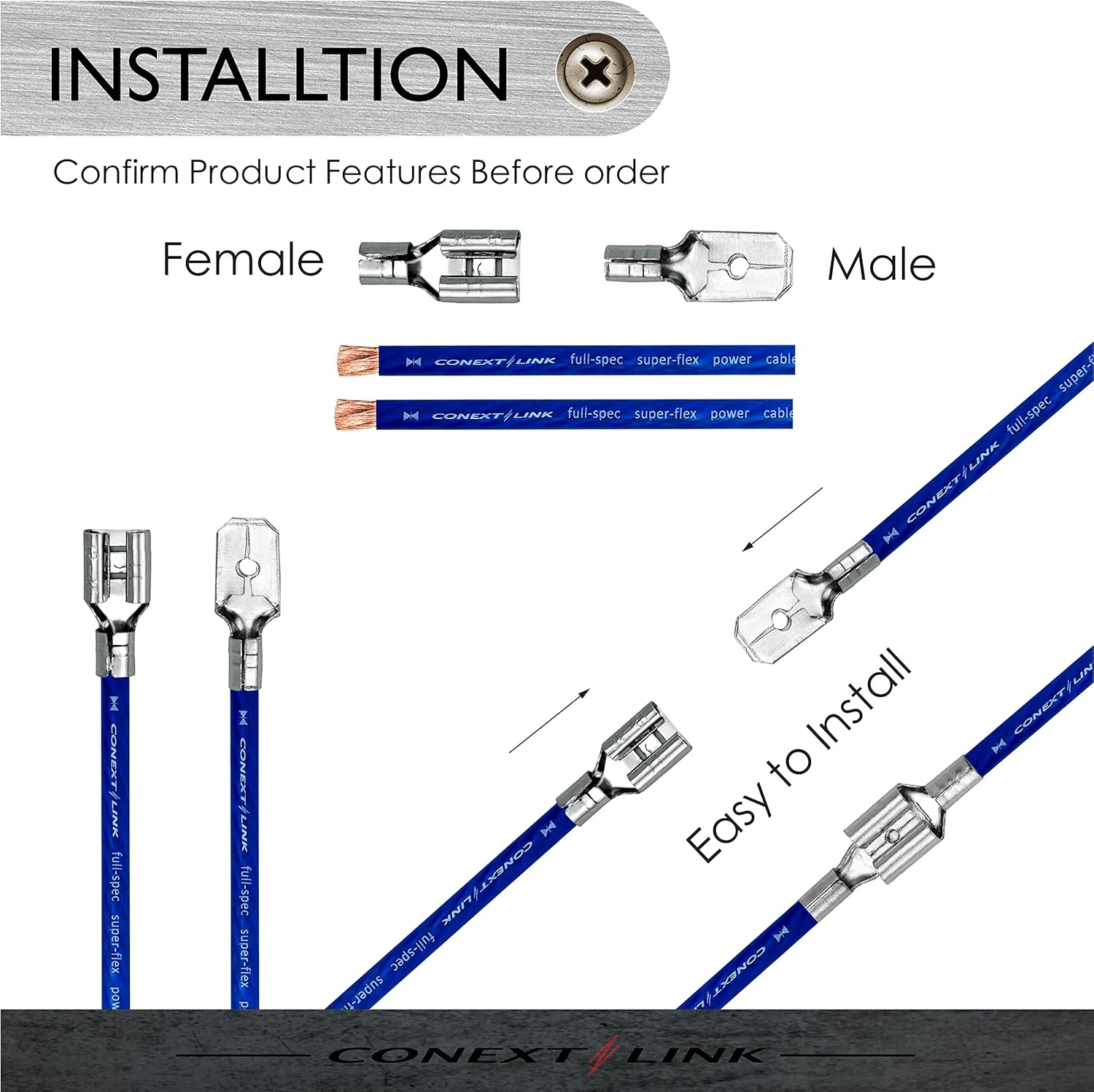 Conext Link QDUF-110R25 Series Uninsulated Quick Disconnect Terminal Female 25 Pack 22-18 Gauge 0.110" image number 3
