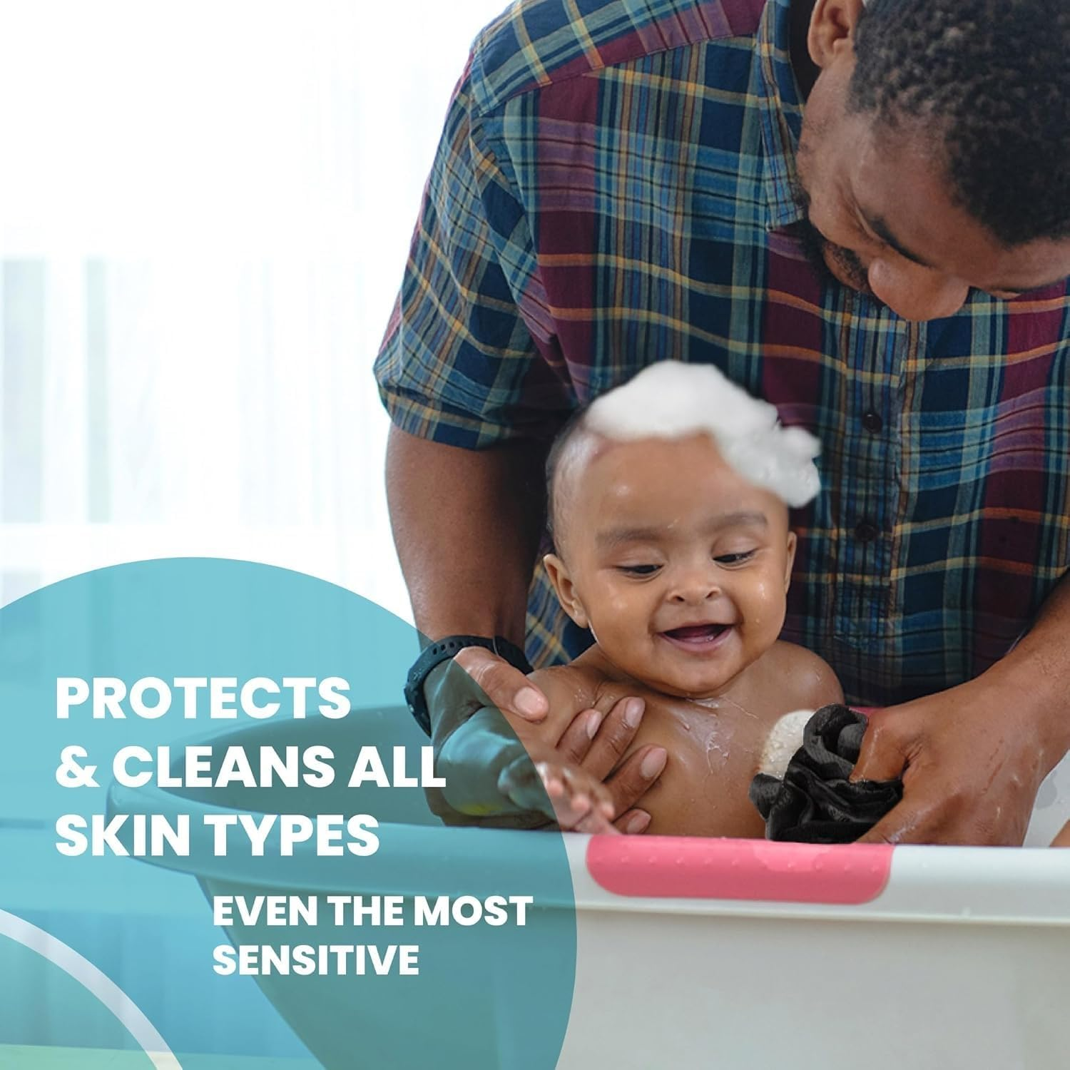 Bamboo Charcoal Infused Back Scrubber - Loofah with Handle | Exfoliating Shower Loofah for Men & Women - Features 1 Loofah on a Stick, 1 Loofa Pouf (Black, One Size) image number 5