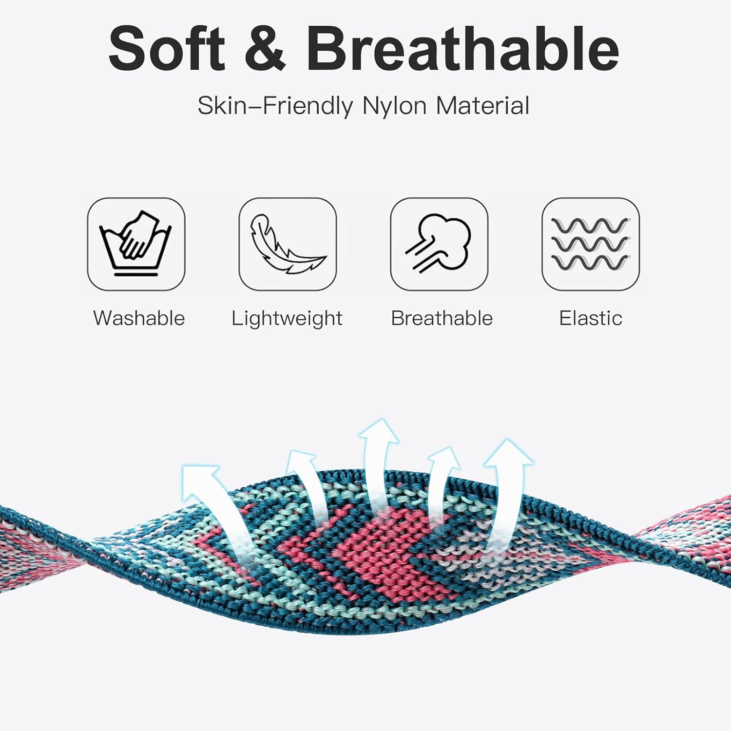 Elastic Band Compatible with Fitbit Sense/Sense 2/Versa 4/Versa 3 for Women Men, Adjustable Stretchy Nylon Solo Loop Sport Wristbands, Strap for Watch image number 2