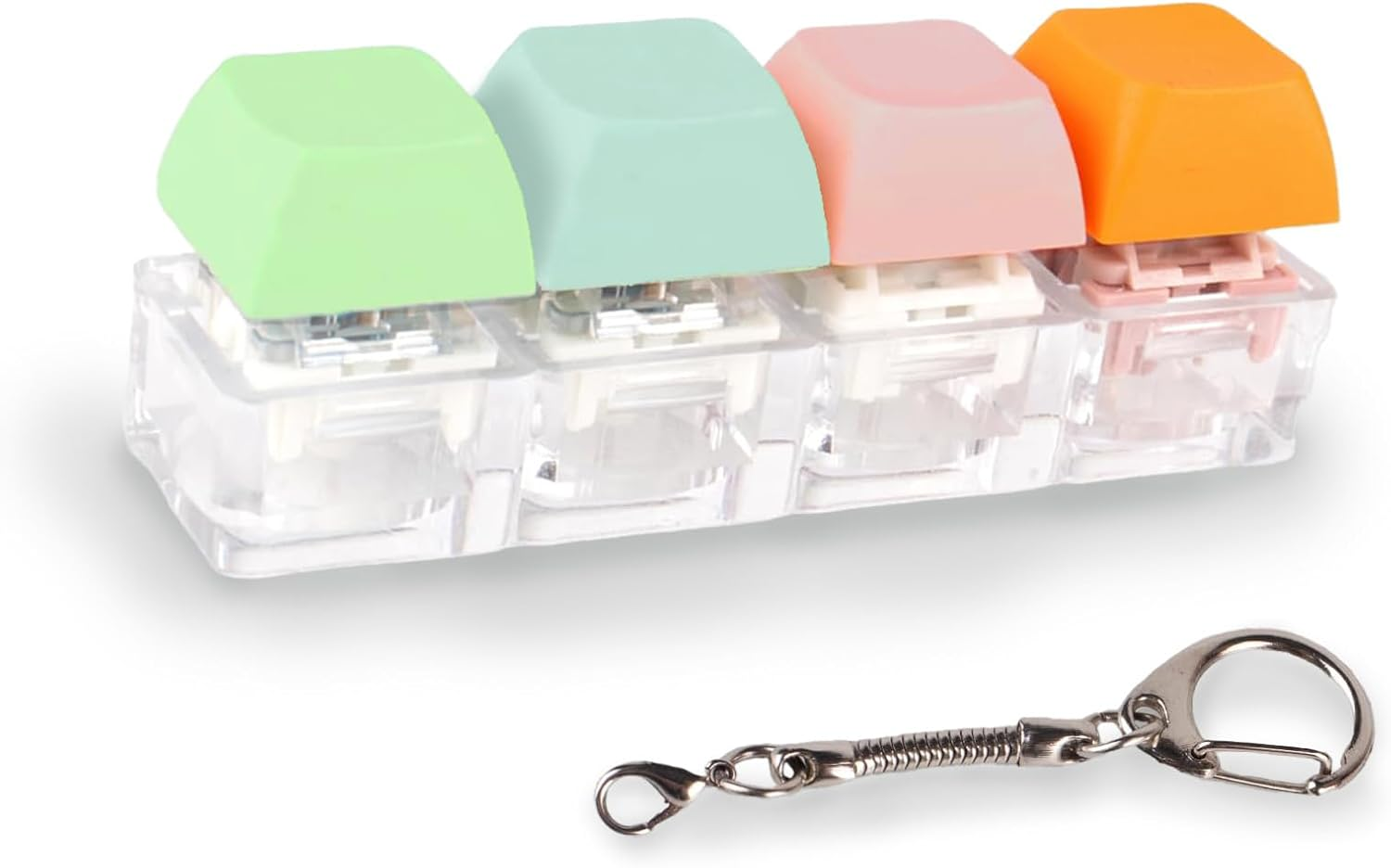 4 Pcs Keyboard Fidget Toy, Keyboard Fidget, Fidget Toys Keychain Keyboard 4 Keys Keyboard Decompression Toys Keyboard Keychain Toys Finger Keyboard Caps Toy to Relief Stress Pass the Time (4 Colors) image number 4