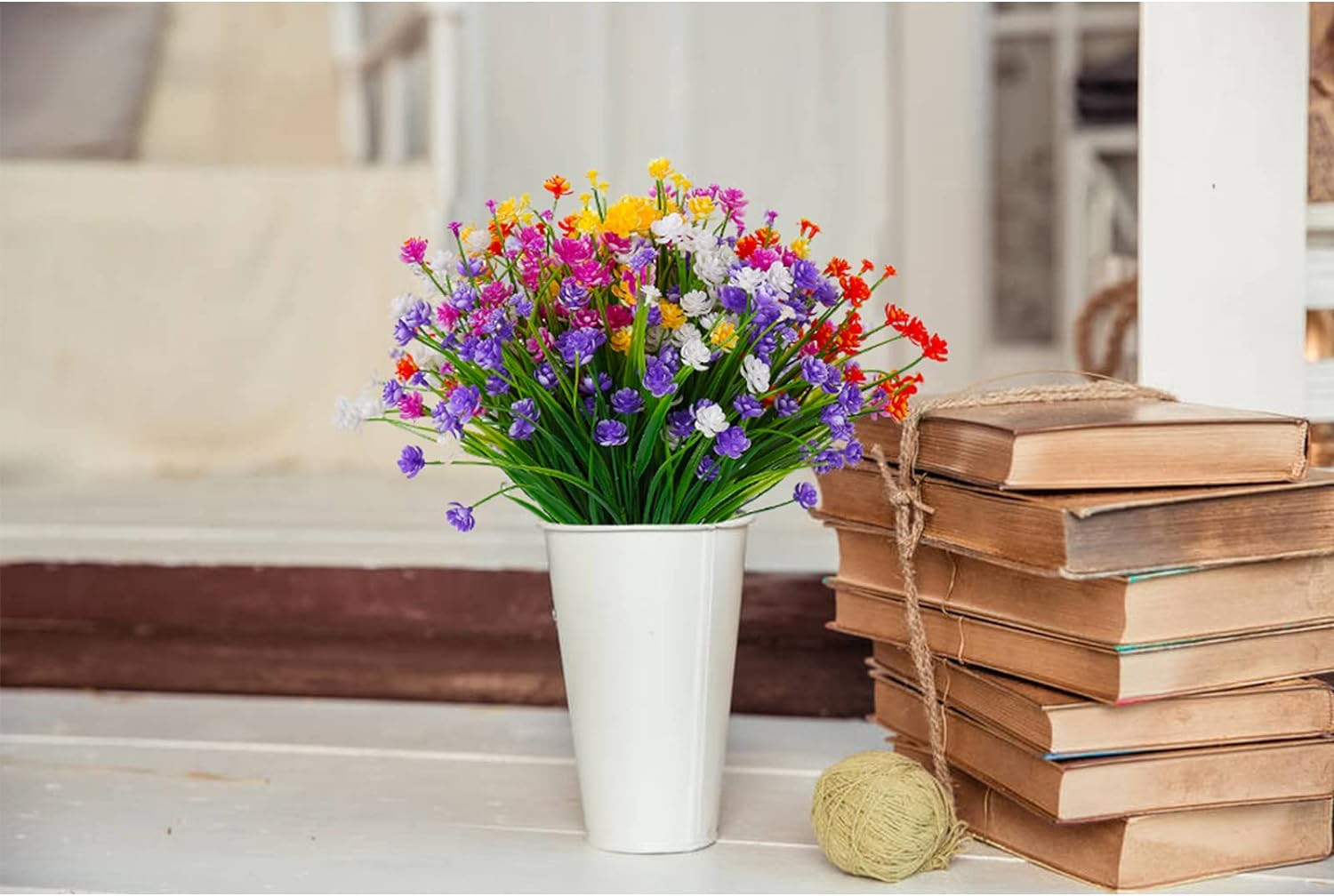 Artificial Flowers for Outdoors UV Resistant Fake Flowers Greenery Shrubs Plants for Hanging Planter Porch Patio Window Box Decoration 10 PCS(5 Colors) - Pink image number 6