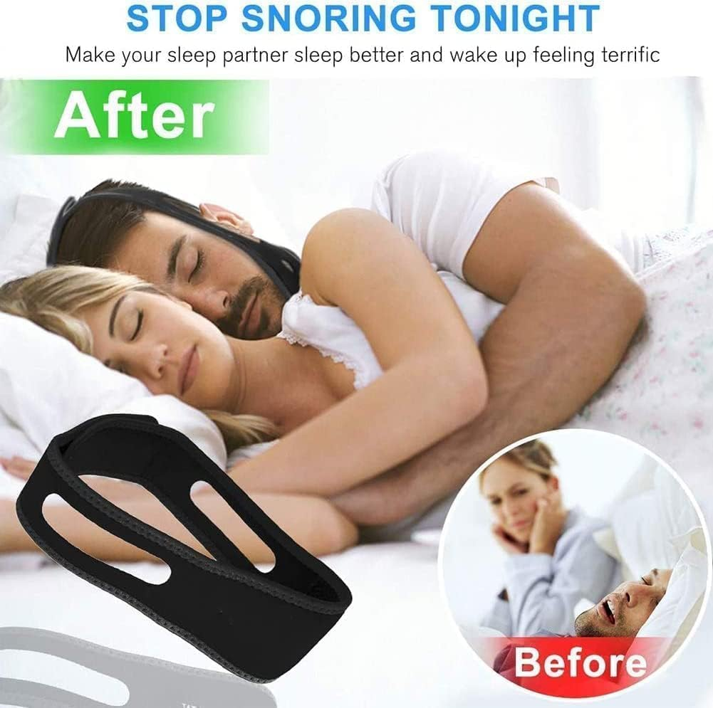 LGLAU anti Snoring Chin Strap anti Snoring Device Adjustable Universal anti Snoring Devices Adjustable Effective Stop Snoring Sleep Aid Snore Reducing Aid for Women & Men (Black) image number 6