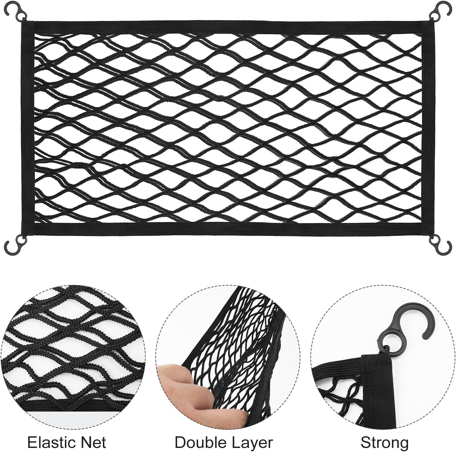 2Pcs Stroller Wagon Cargo Nets, Elastic Side Sling Stroller Mesh Organizer Bag with Hooks, Extra Storage Space for Baby Wagon, Accessories Compatible with Wonderfold All W-Series Models image number 2