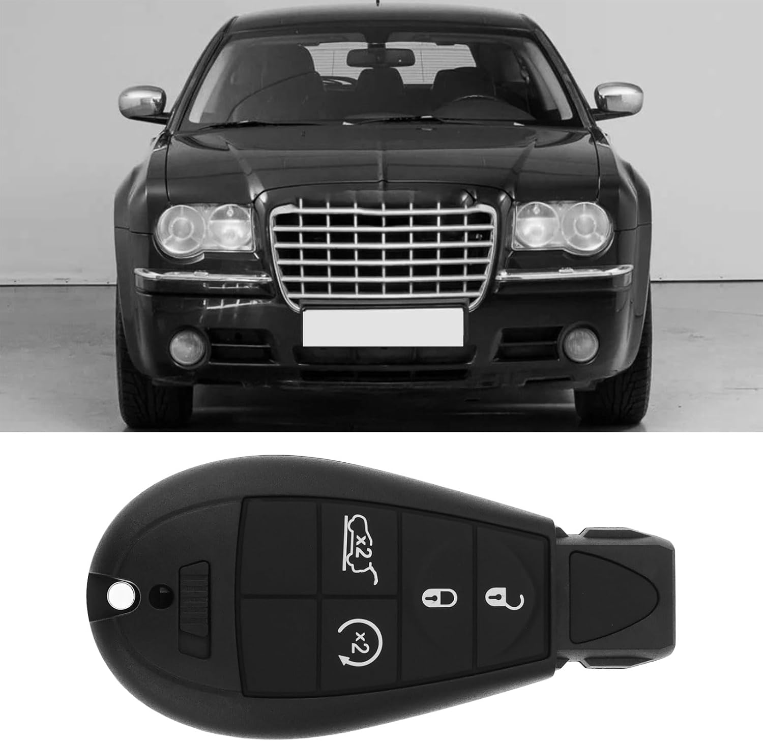 Emsea 4 Button Car Key Fob Shell Case Compatible with Jeep Grand Cherokee Compatible with Chrysler 300C 2008-2010 image number 2