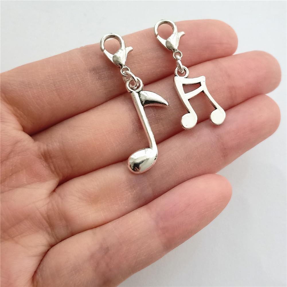 4Pcs Music Notes Clip on Charm for Key Ring Zipper Pull, Music Lover Pendant, Cute Treble Clef Musical Jewelry image number 4