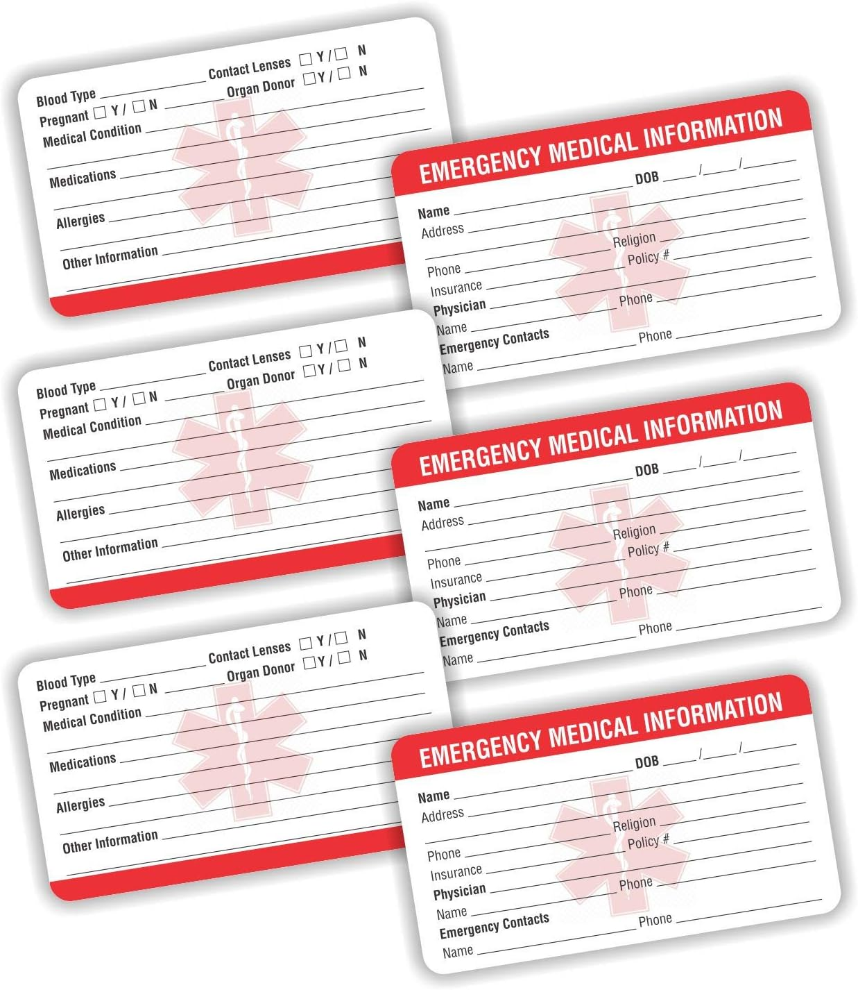 PARTH Impex Emergency Medical Information ID Card (Pack of 25) 3.5" X 2" round Corner 700 GSM Thick Card Stock image number 1