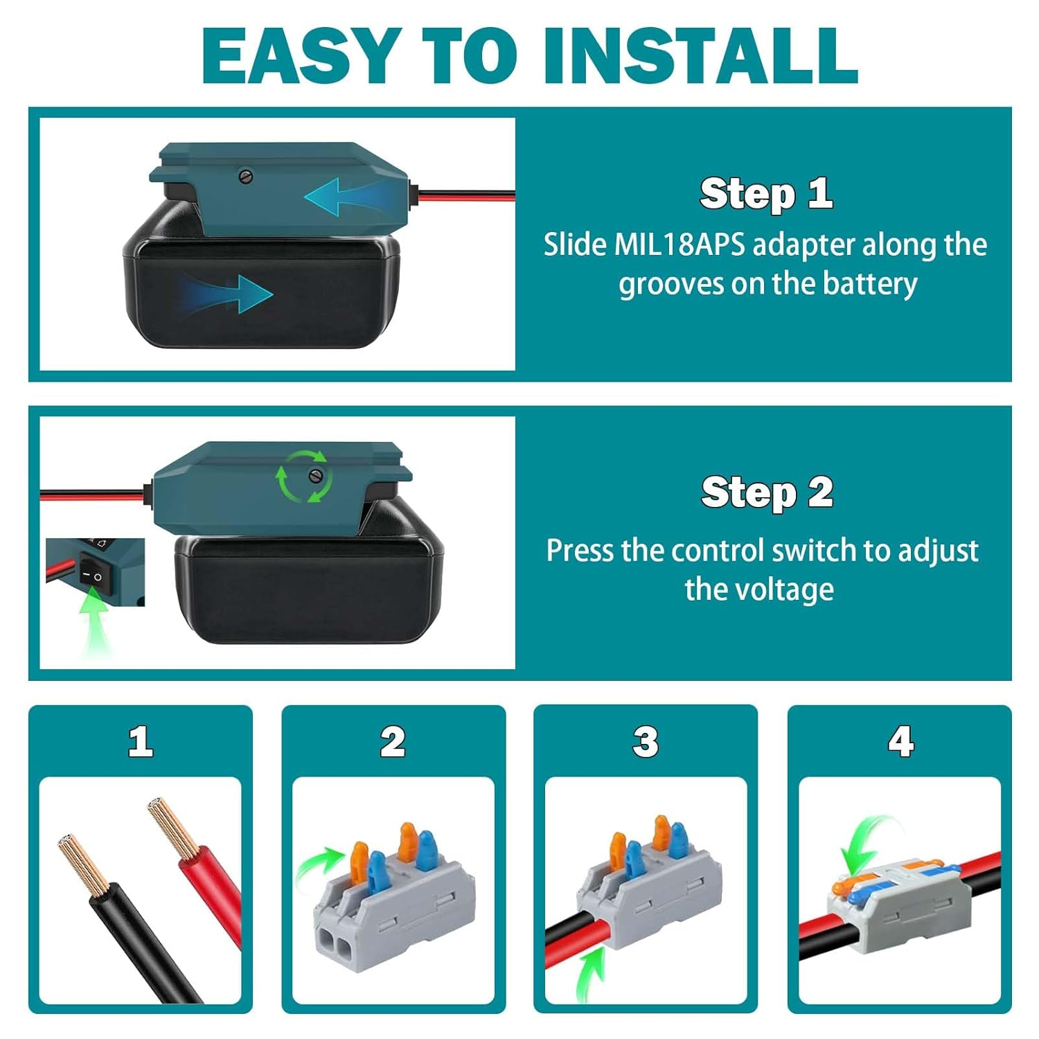 18V to 12V Step down Converter for Makita 18V, Power Wheel Adapter for Makita Voltage Reducer Transformer 130W Buck Converter Regulator for RC Car Truck Light & DIY image number 5
