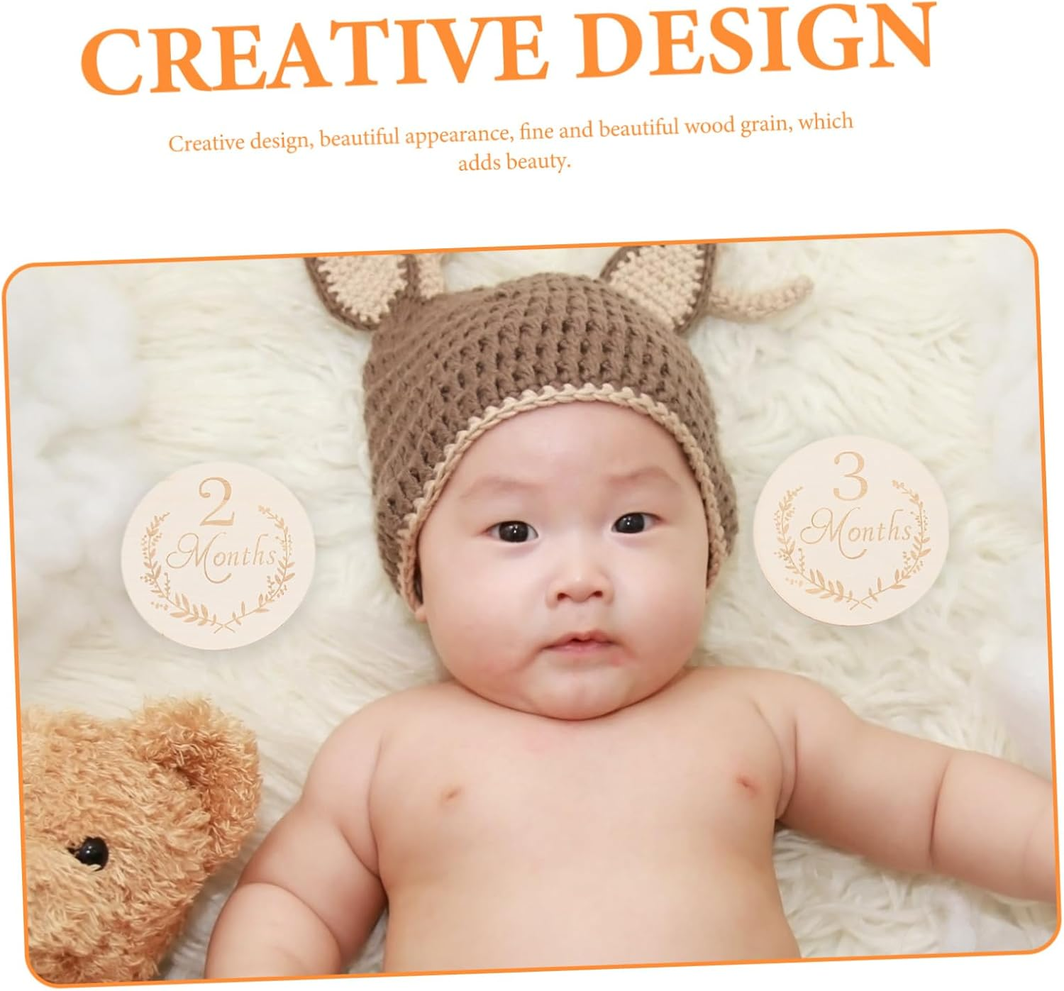 Gadpiparty 13Pcs 100Mm Wooden Infant Milestone Growth Cards Baby Birthday Photo Props Natural Poplar Wood Slices for Newborn Photography and Home Decoration image number 5