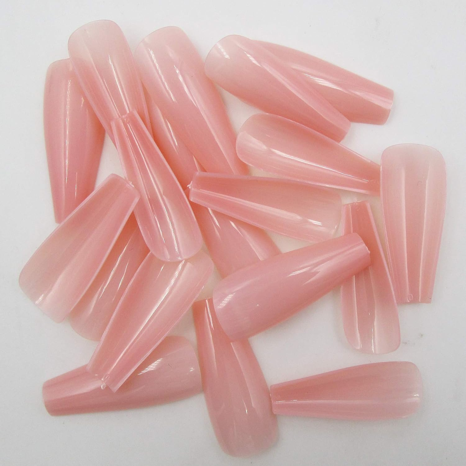 (Nude) - 100Pc Coloured Coffin Press on Nails Long Nude Ballerina False Fake Nail Tips Full Cover Manicure Design Acrylic Nails for Women Teen Girls (Nude) image number 2