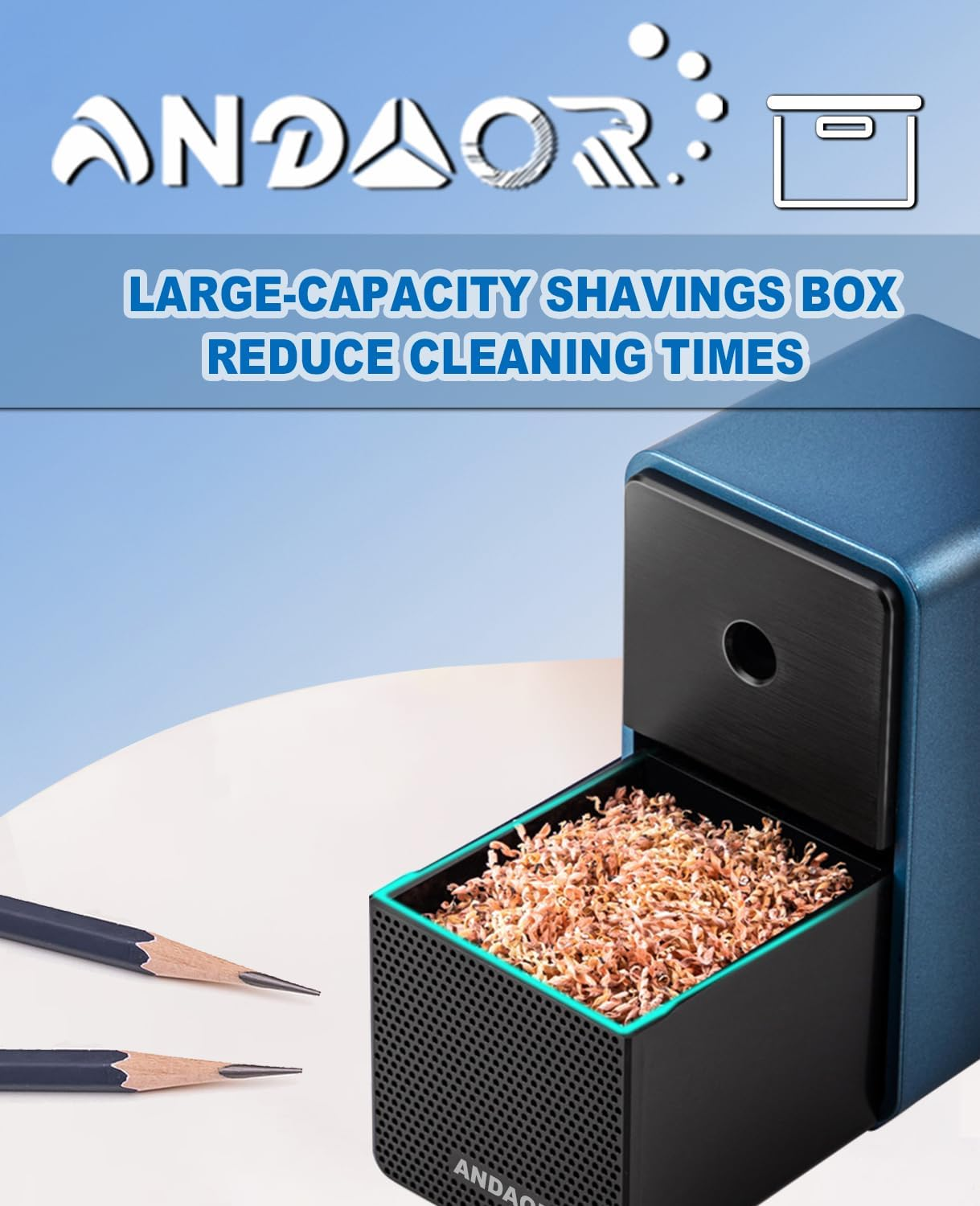 Manual Pencil Sharpener Desk Pencil Sharpener with Container 5 Grades of Thickness Adjustable and Auto-Stop Function Suitable for Kids/Students/Artists Office Use (Blue.Uk87) - Green.Uk88 image number 4