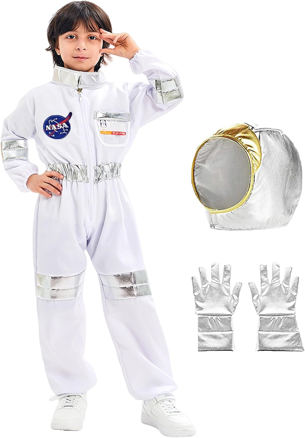 Kids Astronaut Costume NASA Space Jumpsuit for Boys,Girls Astronaut Outfit Halloween Dress Up