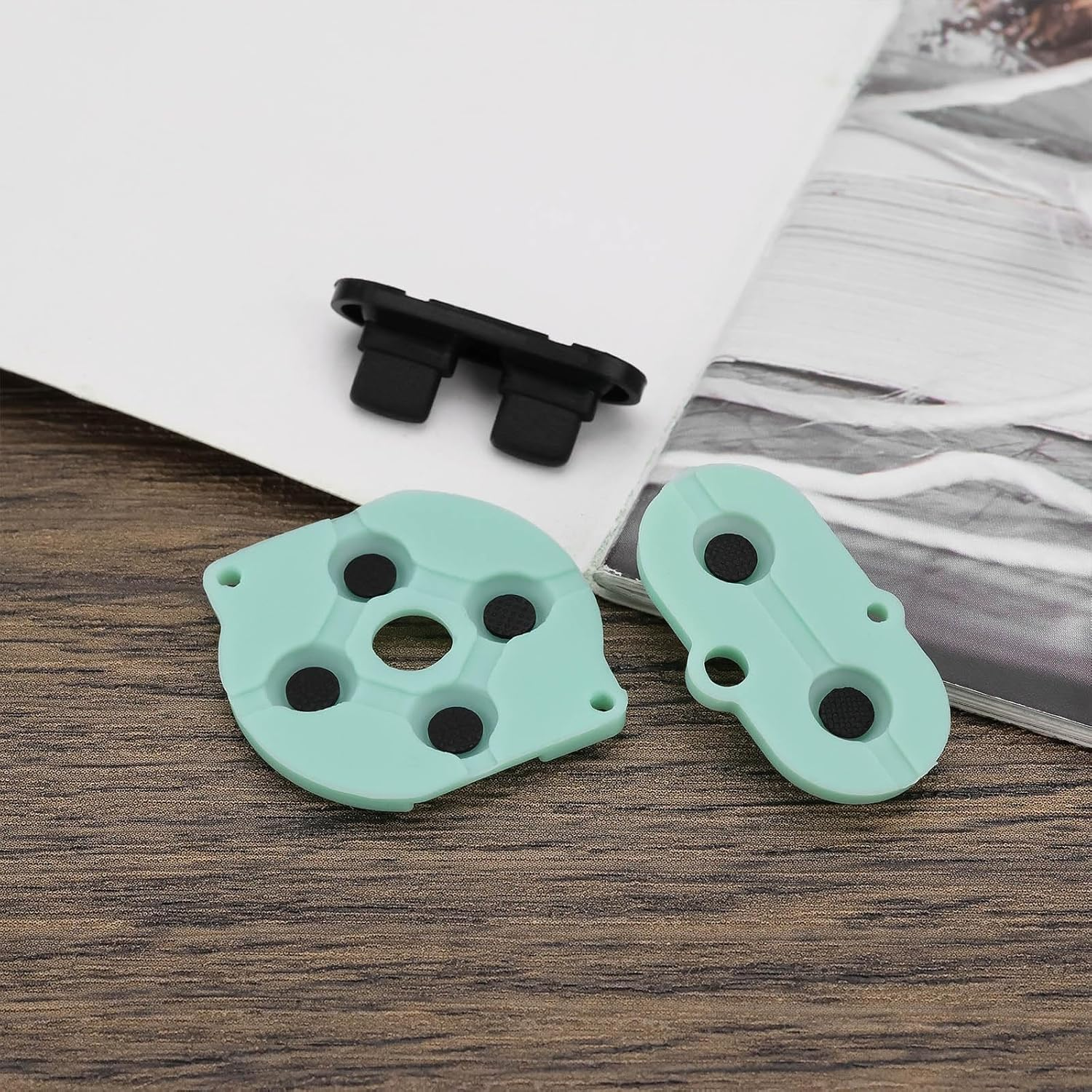 Emsea 2 Sets of Silicone Rubber Conductive Buttons Kits Compatible with Game Boy Color/Gameboy GBC Power On/Off Button Light Green + Black + White image number 5