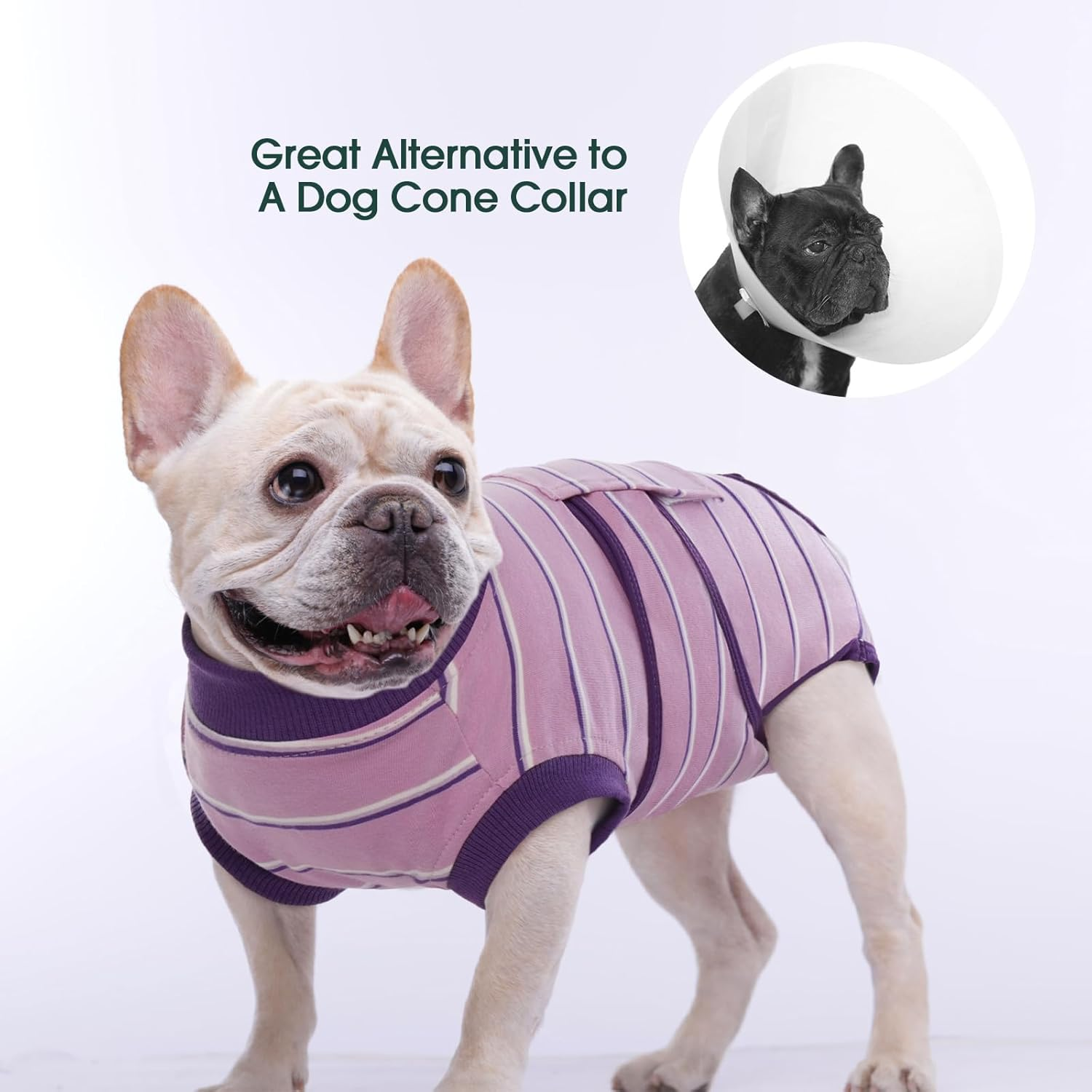 Kuoser Recovery Suit for after Surgery Male/Female Dogs, Pet Post-Operative Shirt Dog Abdominal Wounds Protector, Anti-Licking Puppy Medical Surgical Suit, Substitute E-Collar & Cone Purple,X-Large image number 4