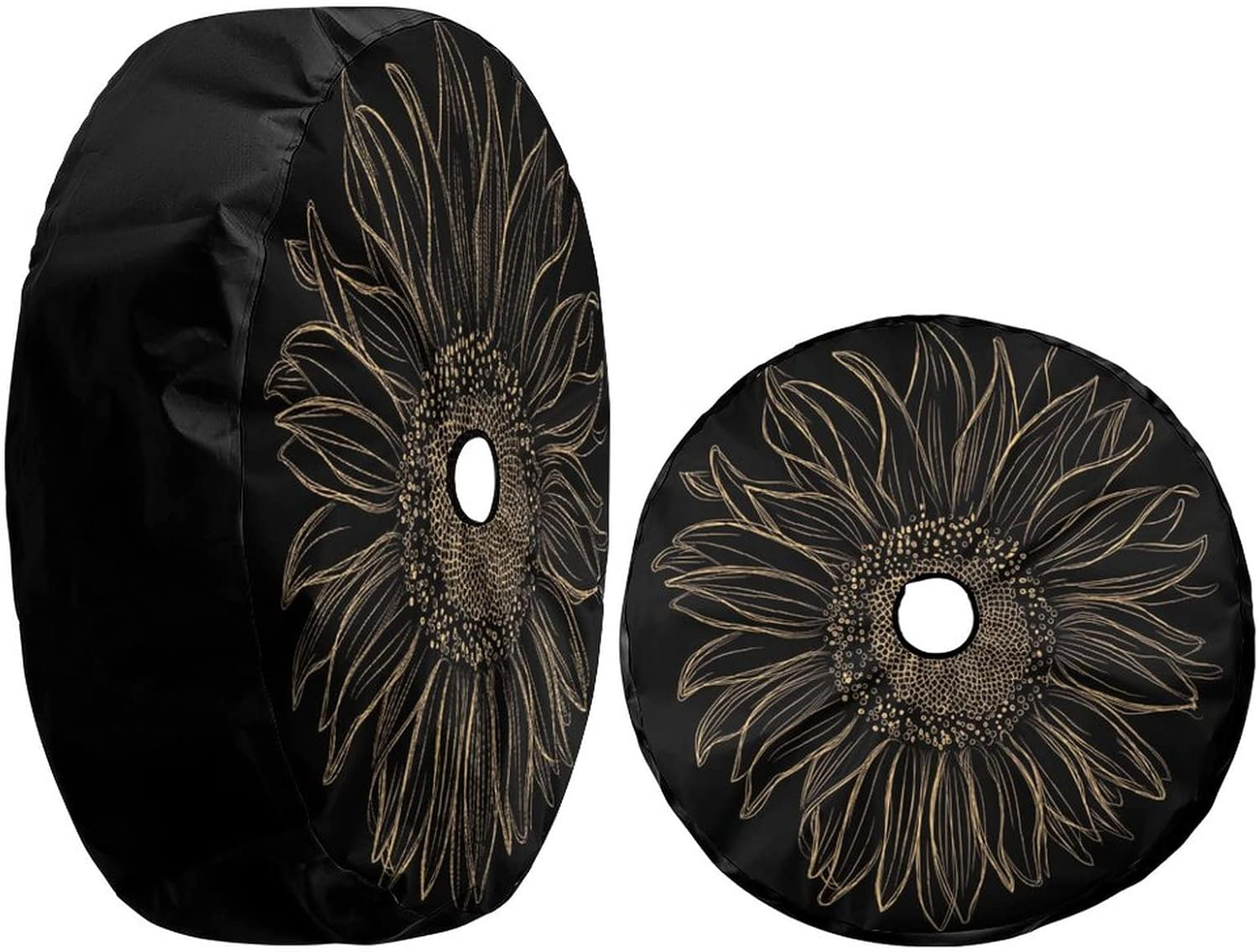 Delerain Spare Tire Cover with Backup Camera Hole Sunflower Wheel Covers Waterproof Dust-Proof UV Sun Universal Fit for RV Trailer RV SUV Truck (17 Inch for Diameter 31"-33")