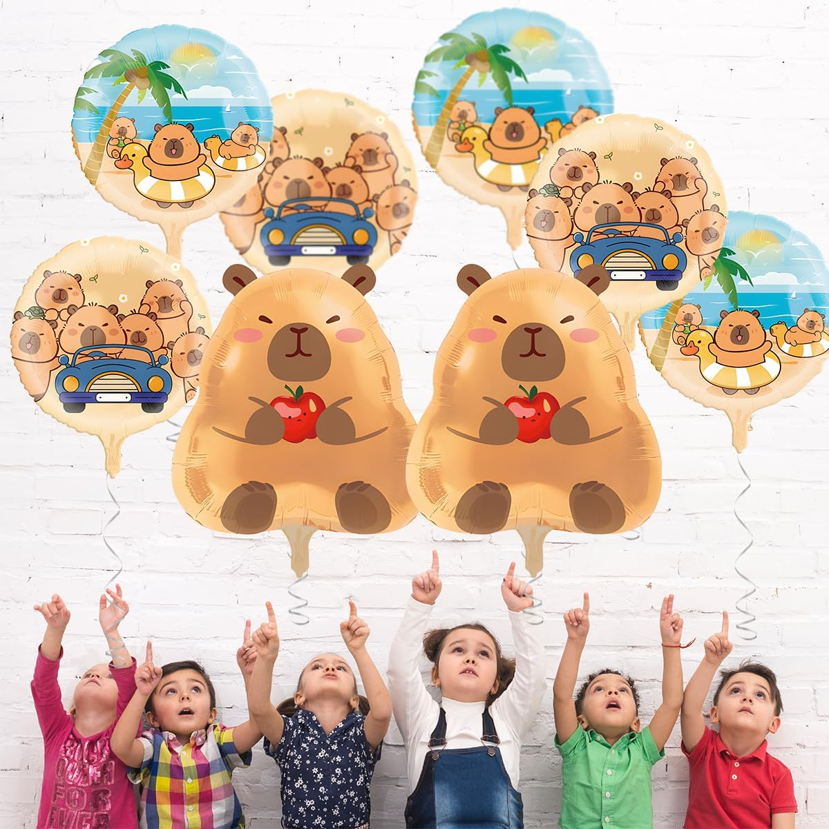 8Pcs Capybara Birthday Party Aluminum Foil Balloon, Capybara Birthday Baby Shower Party Supplies image number 2