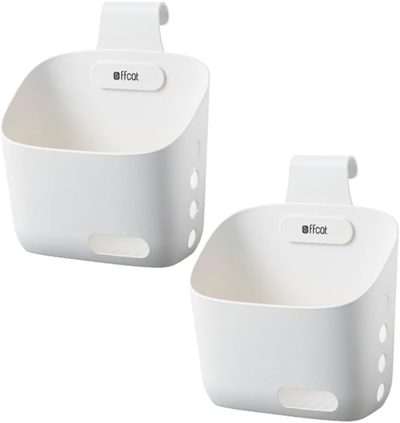 Hanging Basket Kitchen Storage Basket,2Pcs Large Plastic Hanging Basket, Wall Hanging Kitchen Storage Basket,Plastic Space Saving Hanging Basket,Storage Containers Hanging Storage Basket,Large White