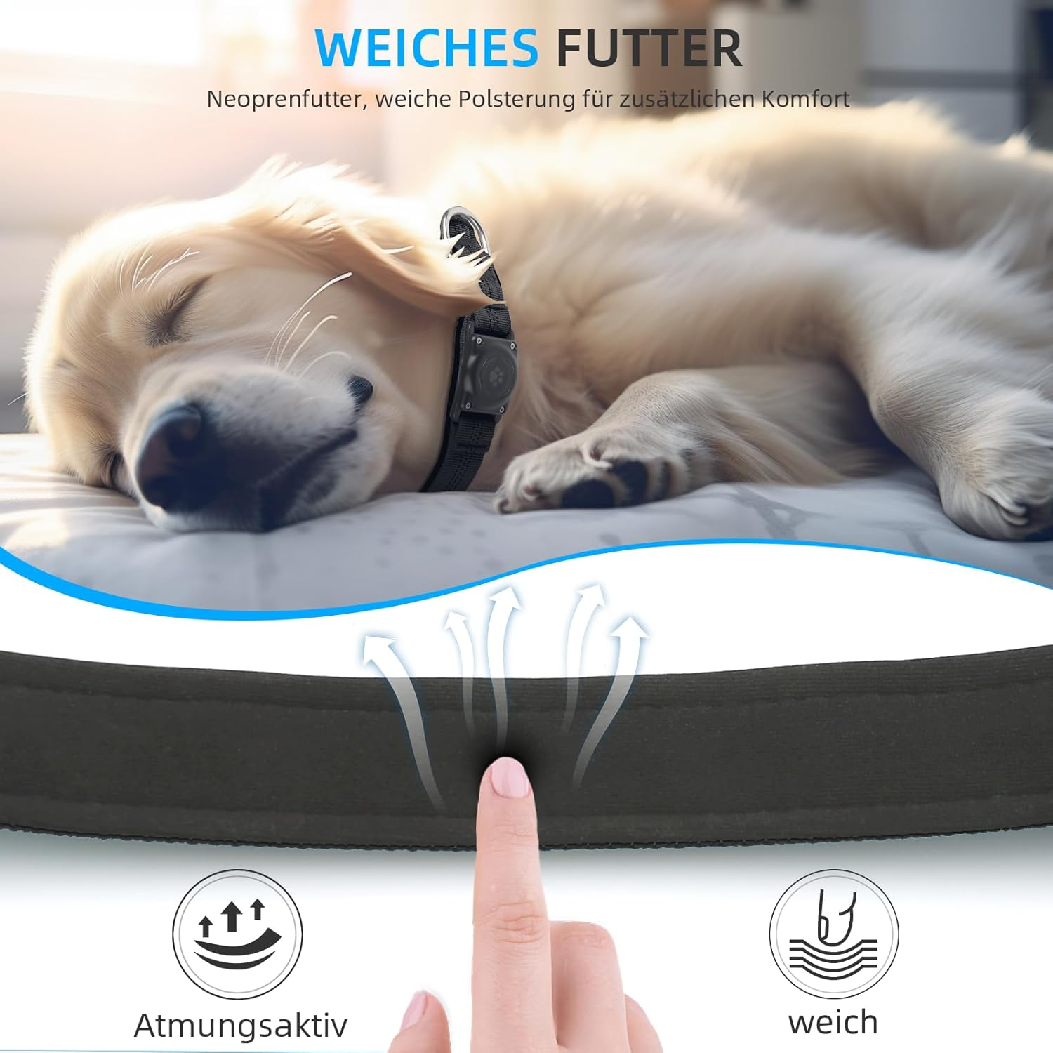 Airtag Dog Collar, IP68 Waterproof Integrated Apple Air Tag Holder Dog Collar with Airtag Holder, Reflective, Extra Durable, Dog Collars for Medium Large Dogs [Black, XL] image number 1