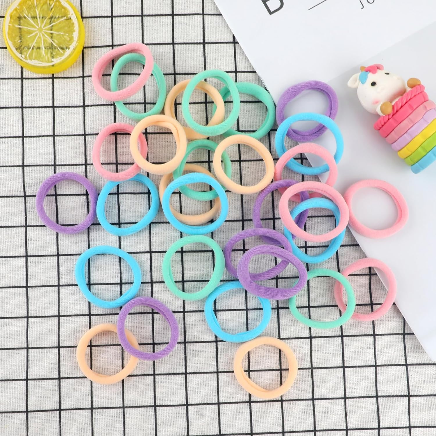 Pack of 30 Hair Bobbles Girls Colourful Hair Bobbles Women Colourful Elastic Cable Bobbles Girls Nylon Soft Hair Scrunchies for Girls Women Thick Curly Straight Hair (F-Macaron)