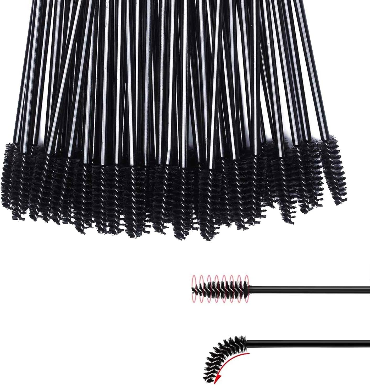 Mumoo Bear 100 Pcs Disposable Eyelash Mascara Brushes for Eye Lashes Extension Eyebrow and Makeup (Black) (Pack of 2)