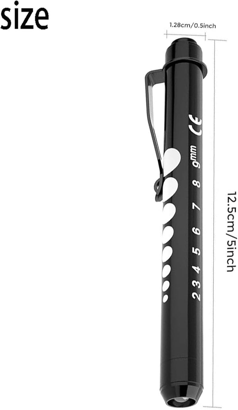 Nurse Accessories, Torch, 2Pcs Pen Light, Torch Light Reusable Medical LED Pen Torch with Pupil Gauge for Nurses, Doctors, and Nursing Students