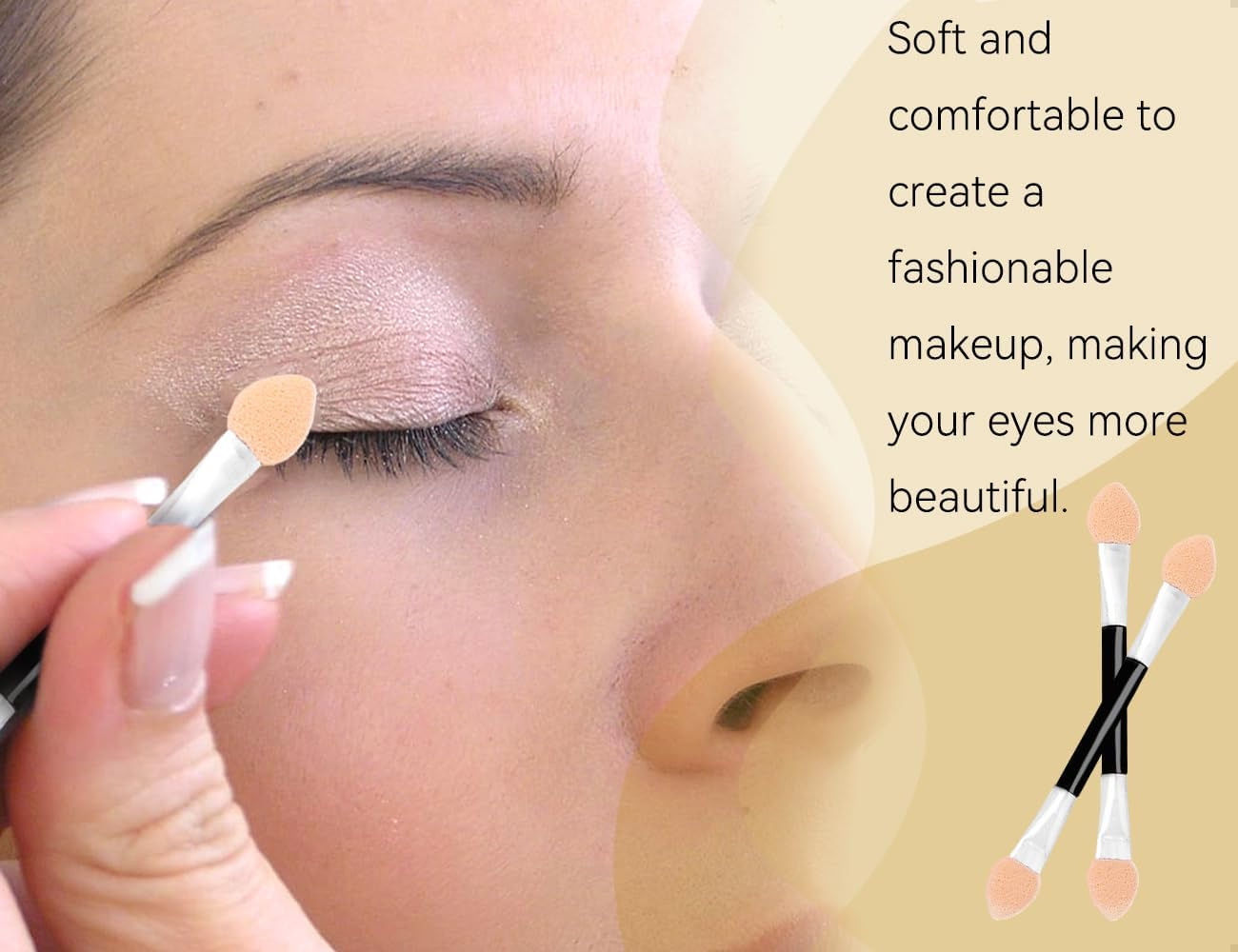 Emezddo Pack of 15 Eyeshadow Brushes, Sponge Eyeshadow Brush, Disposable Double-Sided Sponge Make-Up Applicator, Used for Parties, Weddings, Dance Events image number 6