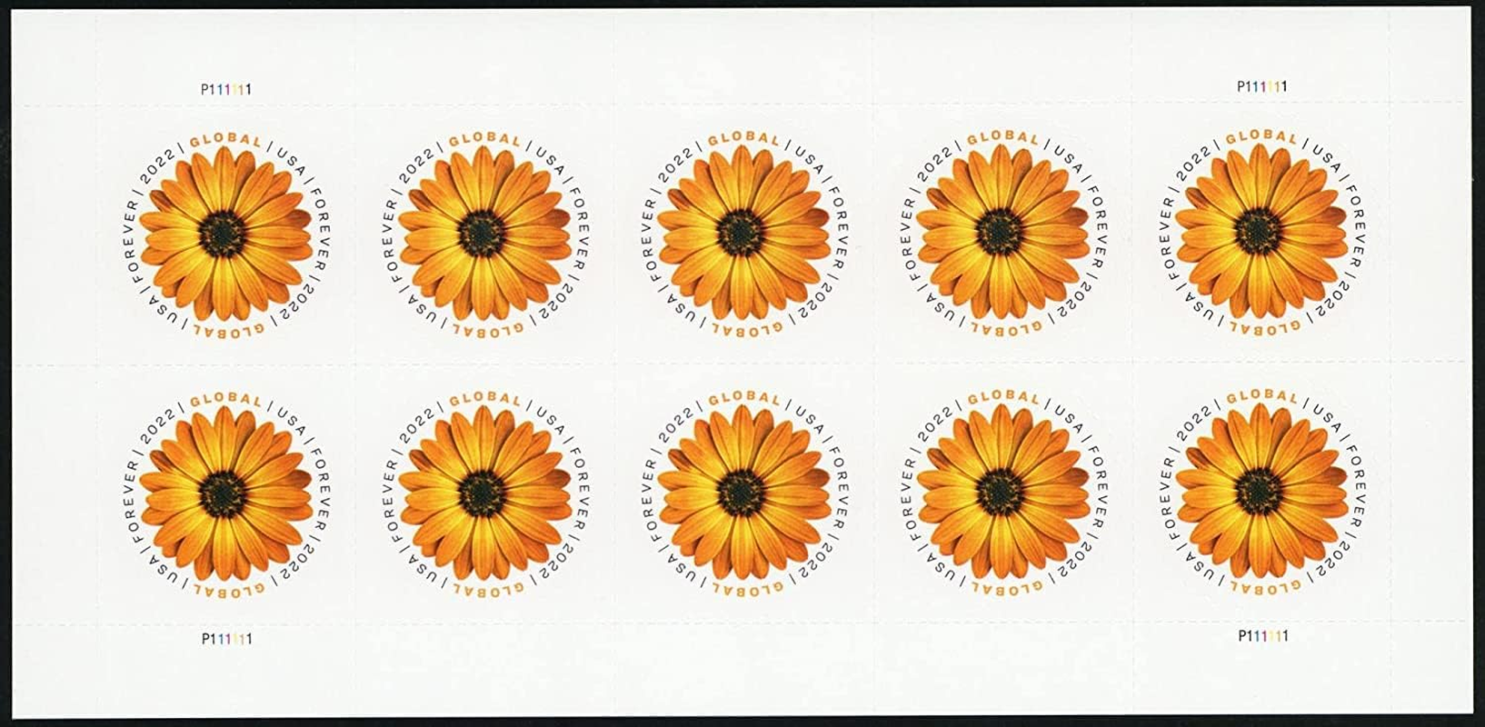 USPS African Daisy 2022 (Sheet of 10) International Mail Global Postage Forever Stamps Scott #5680