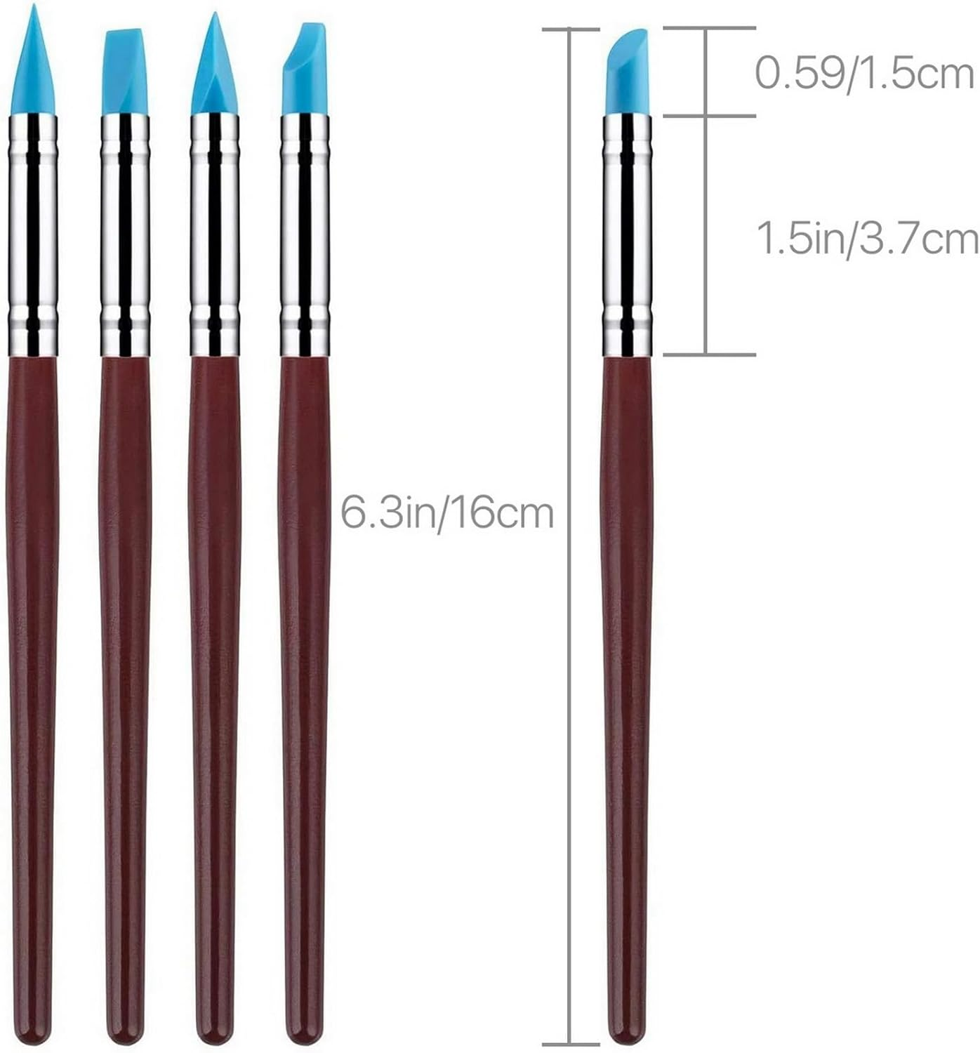 VANANA 10 PCS Silicone Polymer Clay Sculpting Tool Pen Rubber Tip Color Shaping Wipe Out Carving Pen Brush Modeling Dotting Tool Pottery Craft image number 1