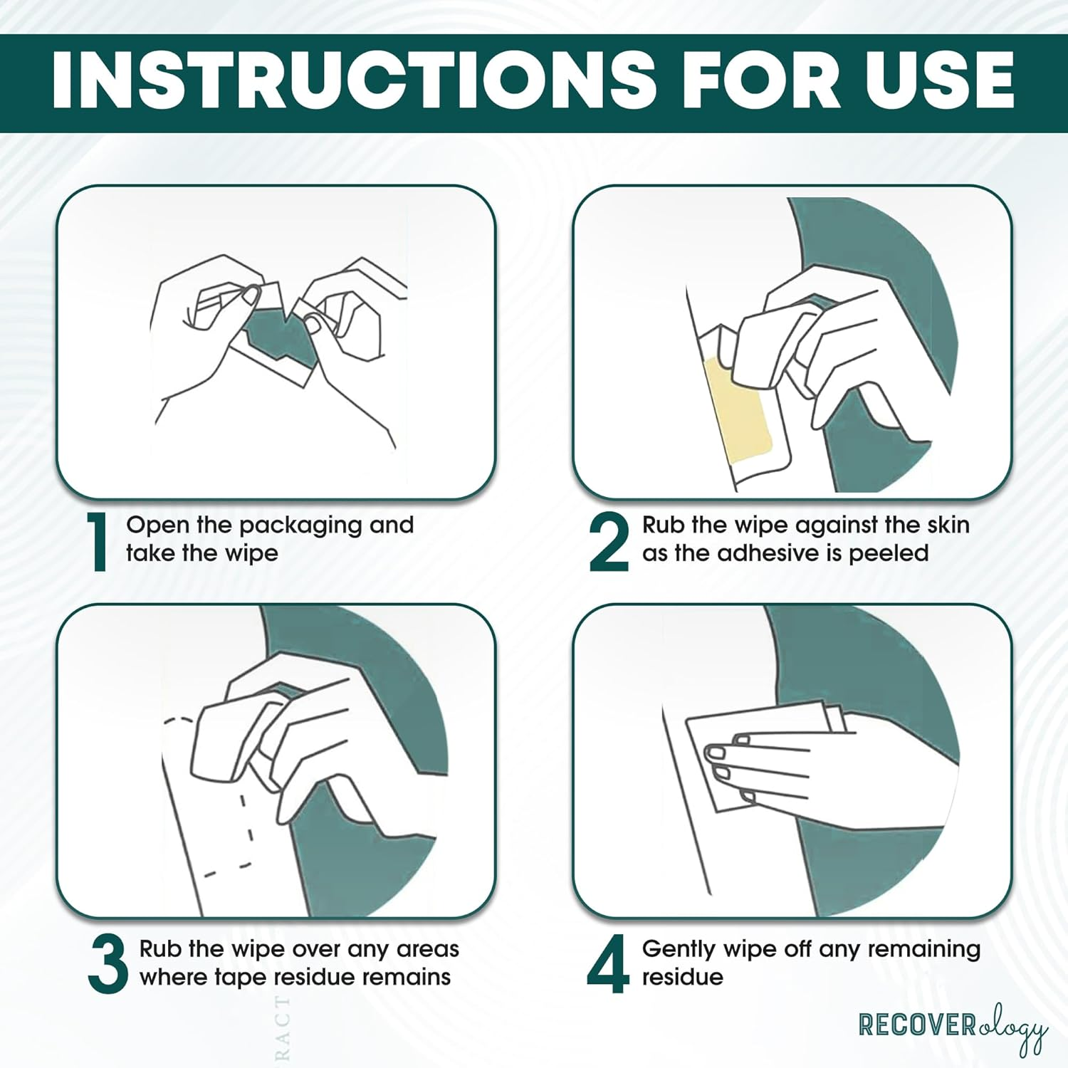 Adhesive Remover Wipes | Pack of 100 Individually Wrapped Sachets | Wipes for Skin That Remove Adhesive Residue from Medical Tape and Sports Tape | Contains Aloe | Acetone Free image number 2