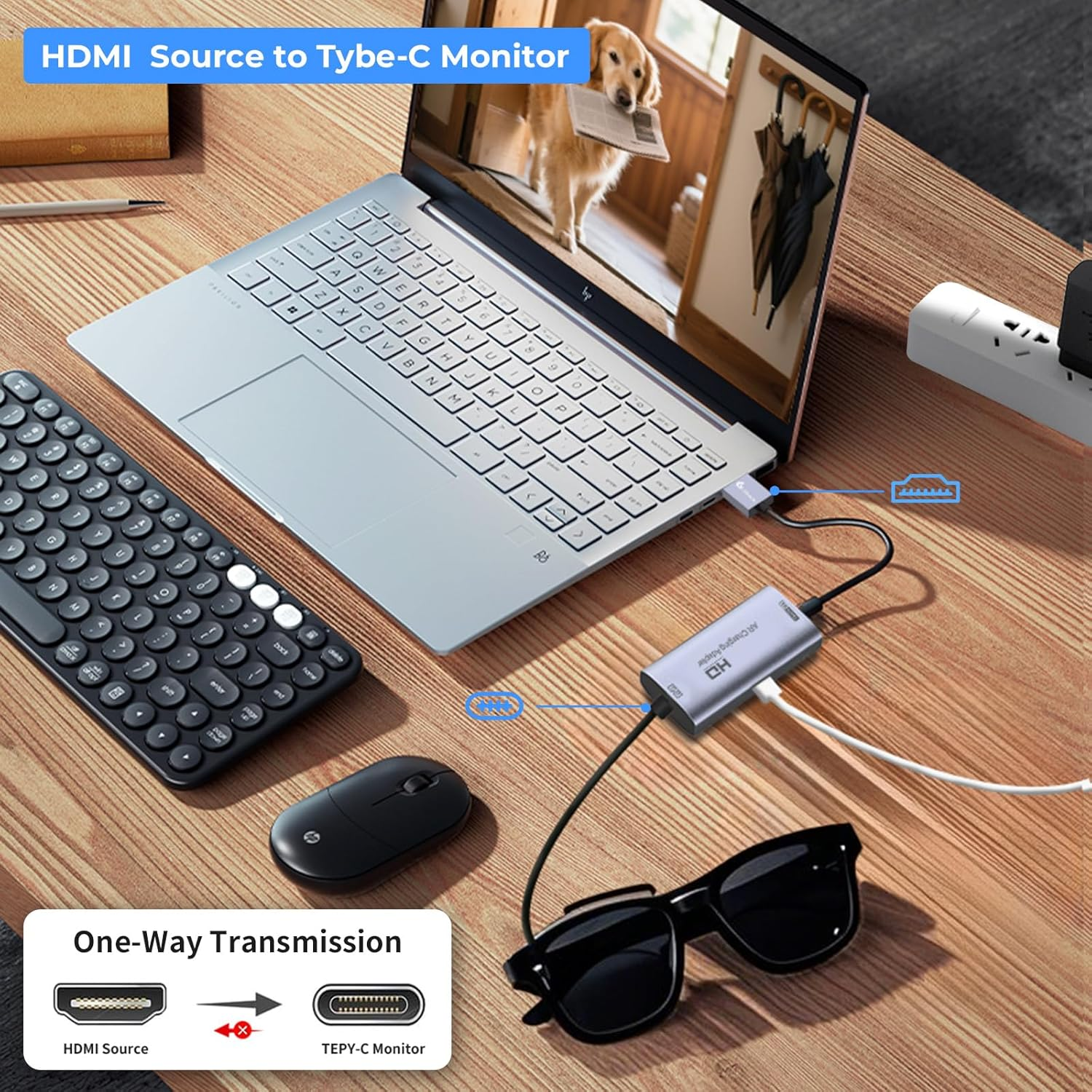Guermok AR Glasses HDMI to USB-C Display Adapter, 4.9Ft 4K@60Hz Play and Charge XR Converter with DC 5V, for XREAL One/Air 2 Pro/Rayneo/Rokid, Steam, Switch 2/1, PS5/4, Portable Monitors, Silver image number 3