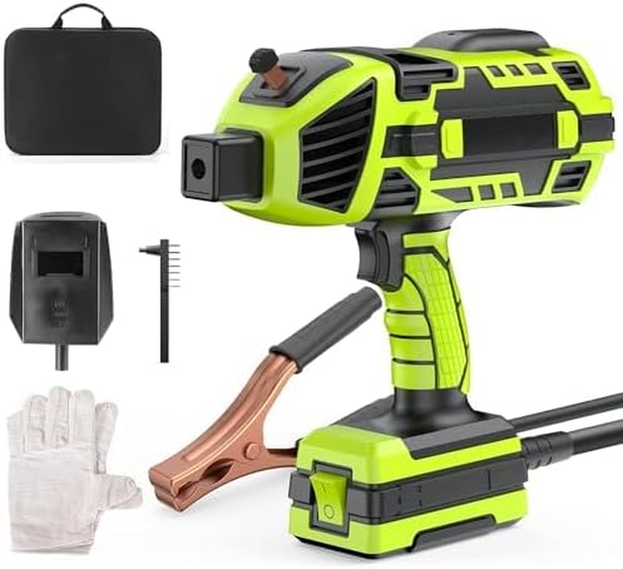 MINYII Portable Welding Machine Handheld Welder with IGBT Inverter 6 Variable Current Adjustment Portable ARC for 3/32"-1/8" Wire Rods Electric Stick Welder Machine Suit (GREEN)