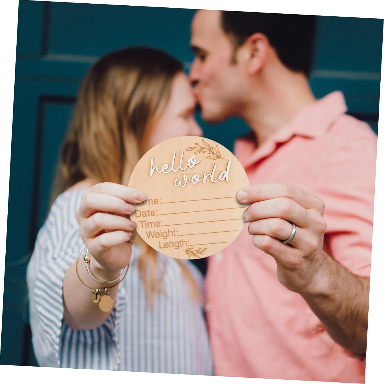 2Pcs Birth Announcement Sign Wooden Discs Milestone Cards for Newborns Decorative Photo Props for Monthly Celebrations for Showers and Nursery image number 3