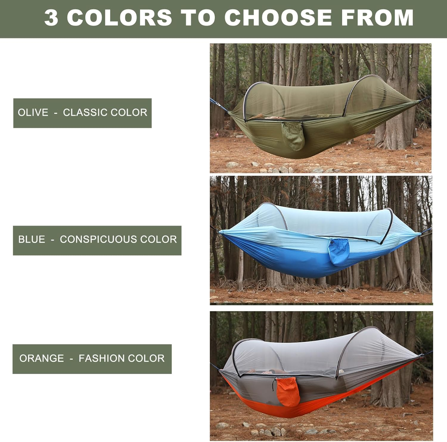 MODY RODY Portable Camping Hammock with Mosquito Net, Double Hammock for Camping 2 Person Adults, Best for Outdoor Backpacking - Blue image number 2